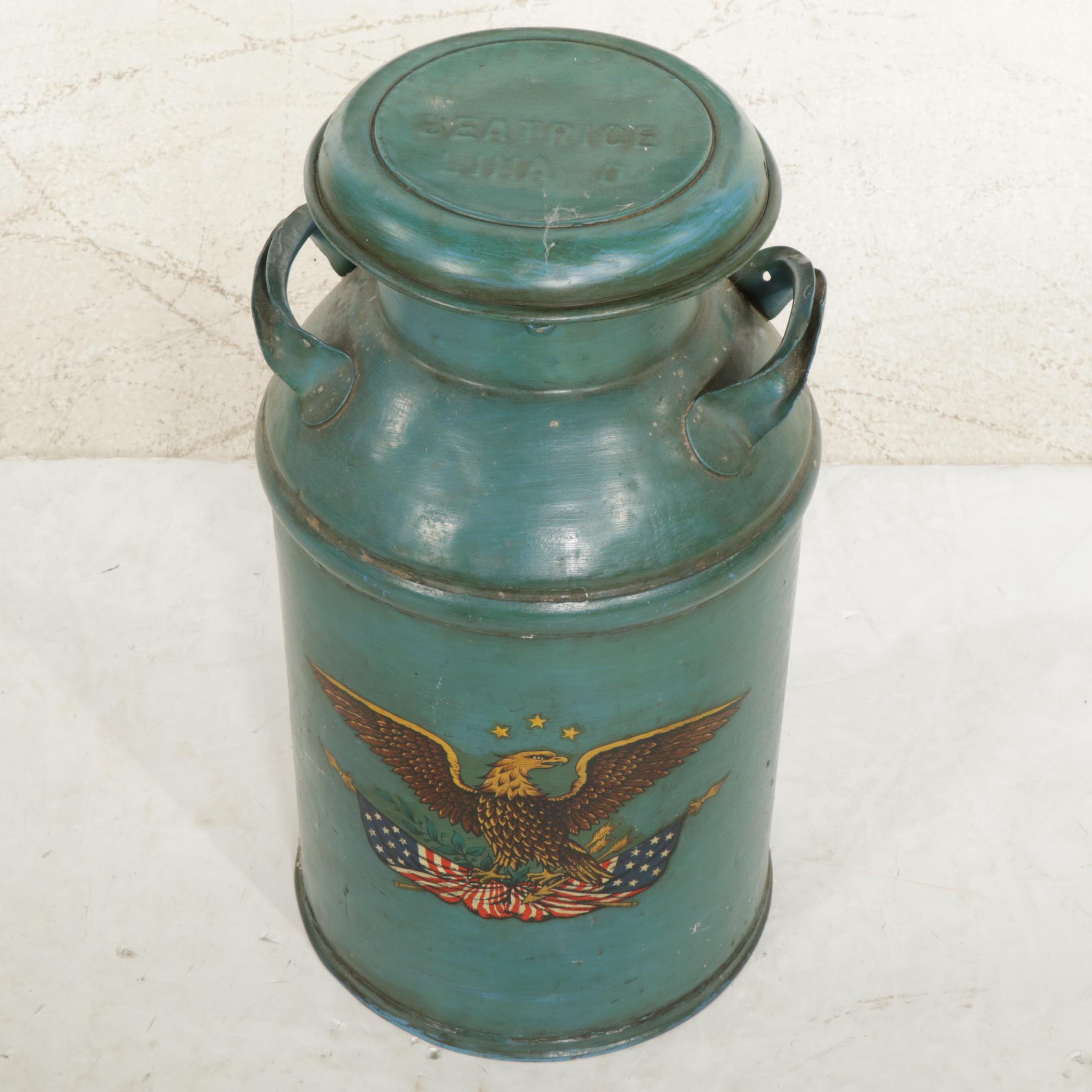 Two Hand-Painted Milk Cans, Mid to Late 20th Century