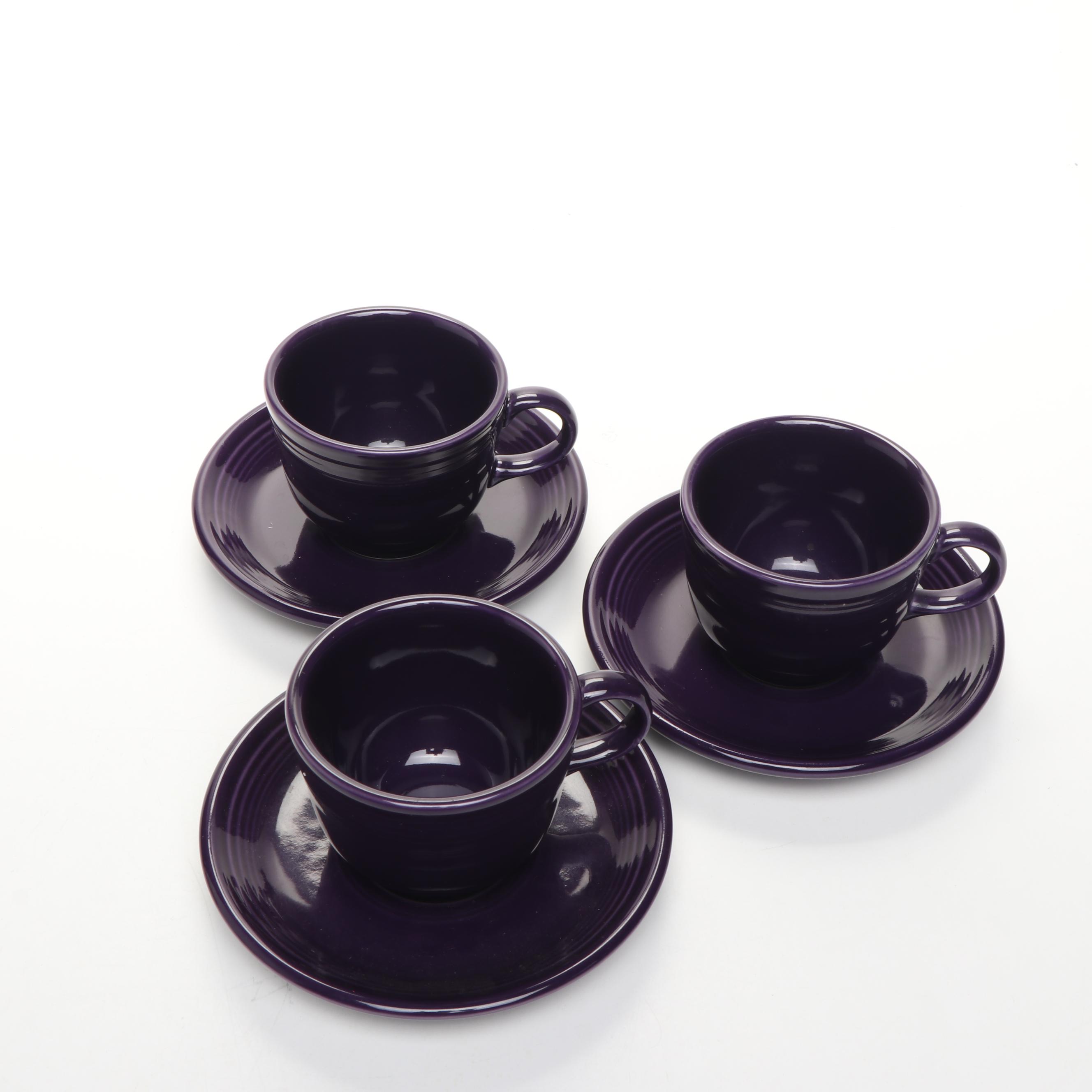 Homer Laughlin "Fiesta" Ceramic Teacups and Saucers with Mug