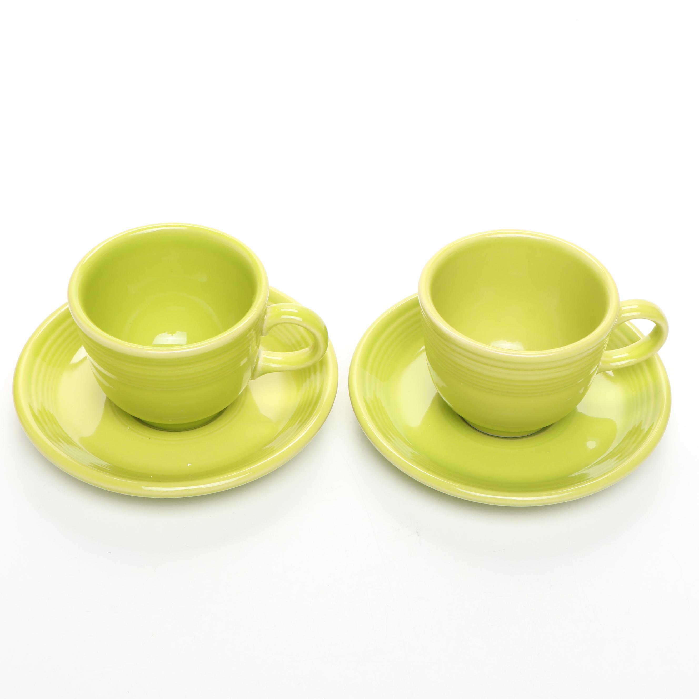 Homer Laughlin "Fiesta" Ceramic Teacups and Saucers with Mug