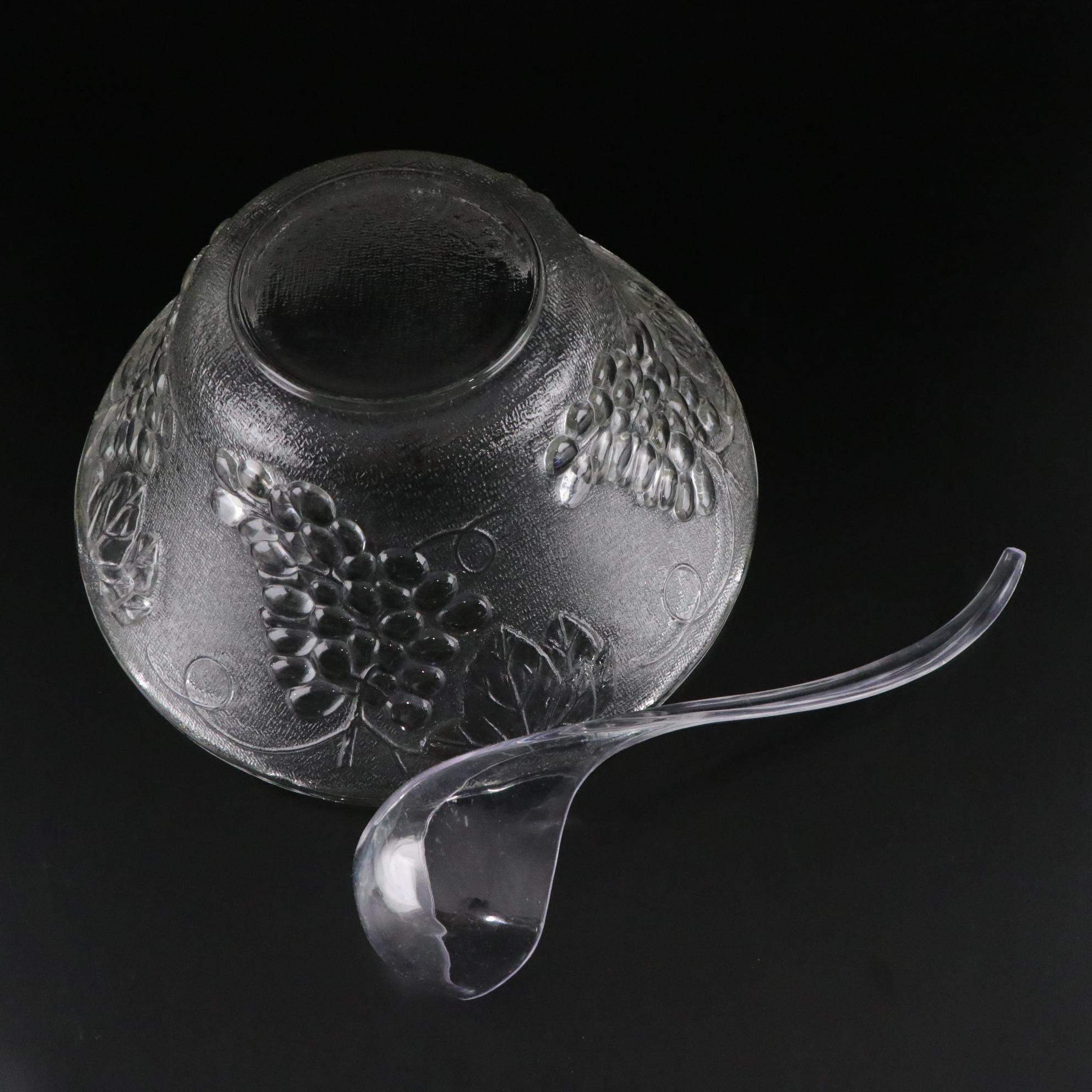 KIG Pressed Glass "Harvest Grape" Punch Bowl & Cups with Serving Dishes & More