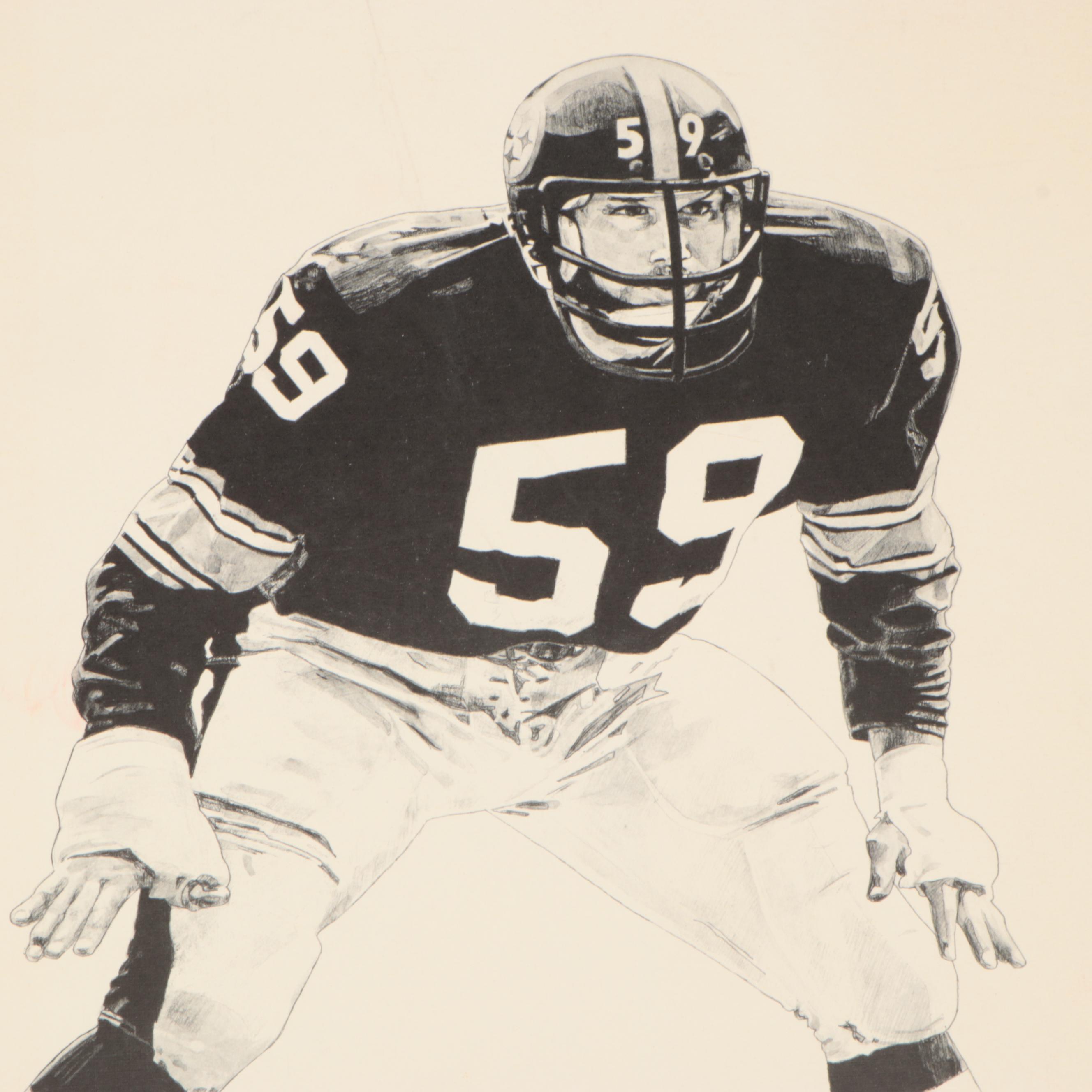 Michael Mellett Signed Jack Ham Pittsburgh Steelers Limited Edition Print & More