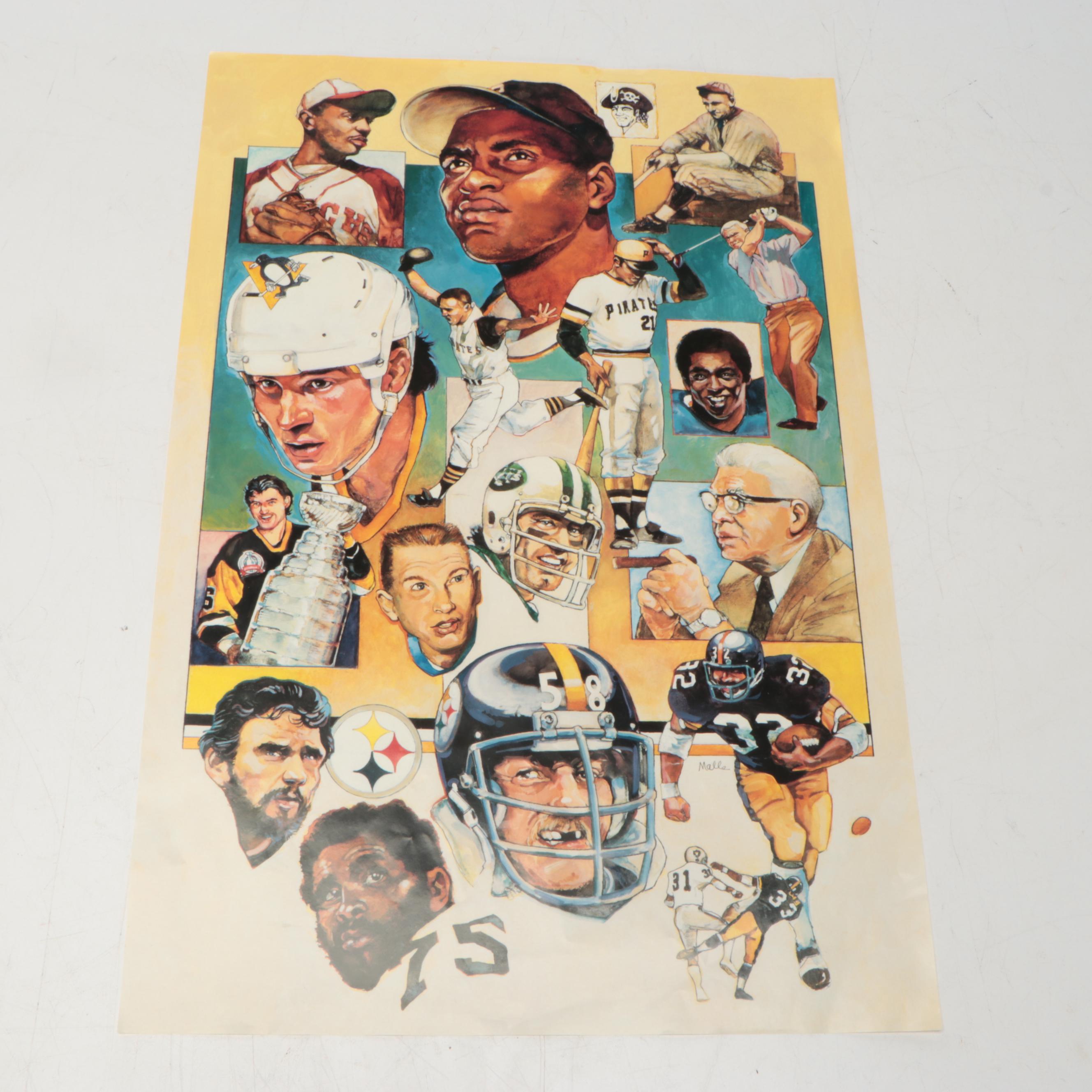 Michael Mellett Signed Jack Ham Pittsburgh Steelers Limited Edition Print & More