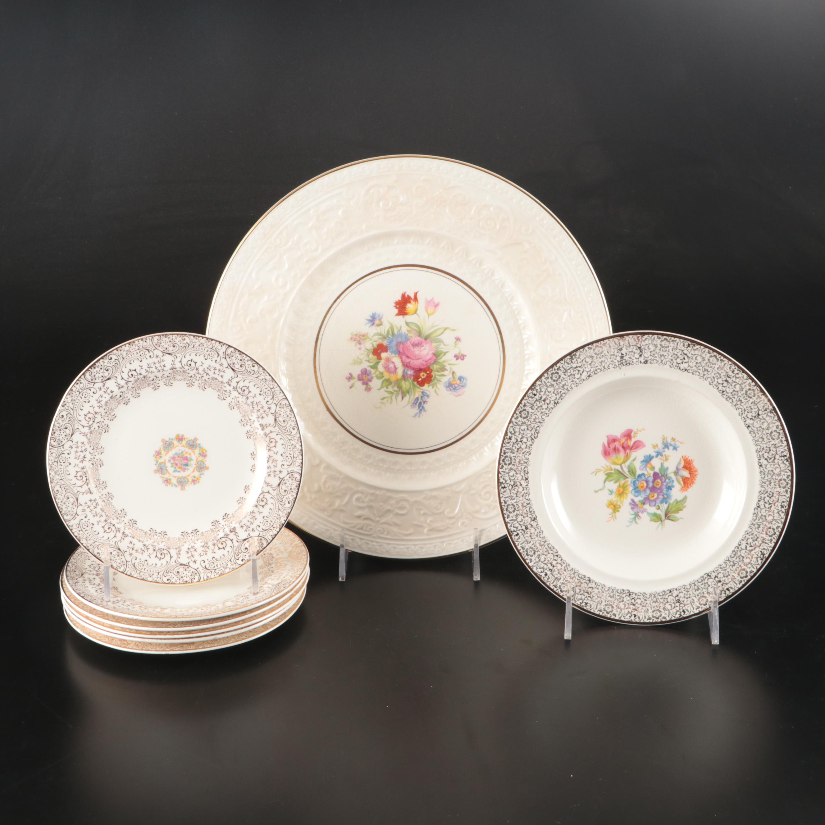Vanity Fair "Liberty Gold" Bread and Butter Plates with Wedgwood Dinner Plate