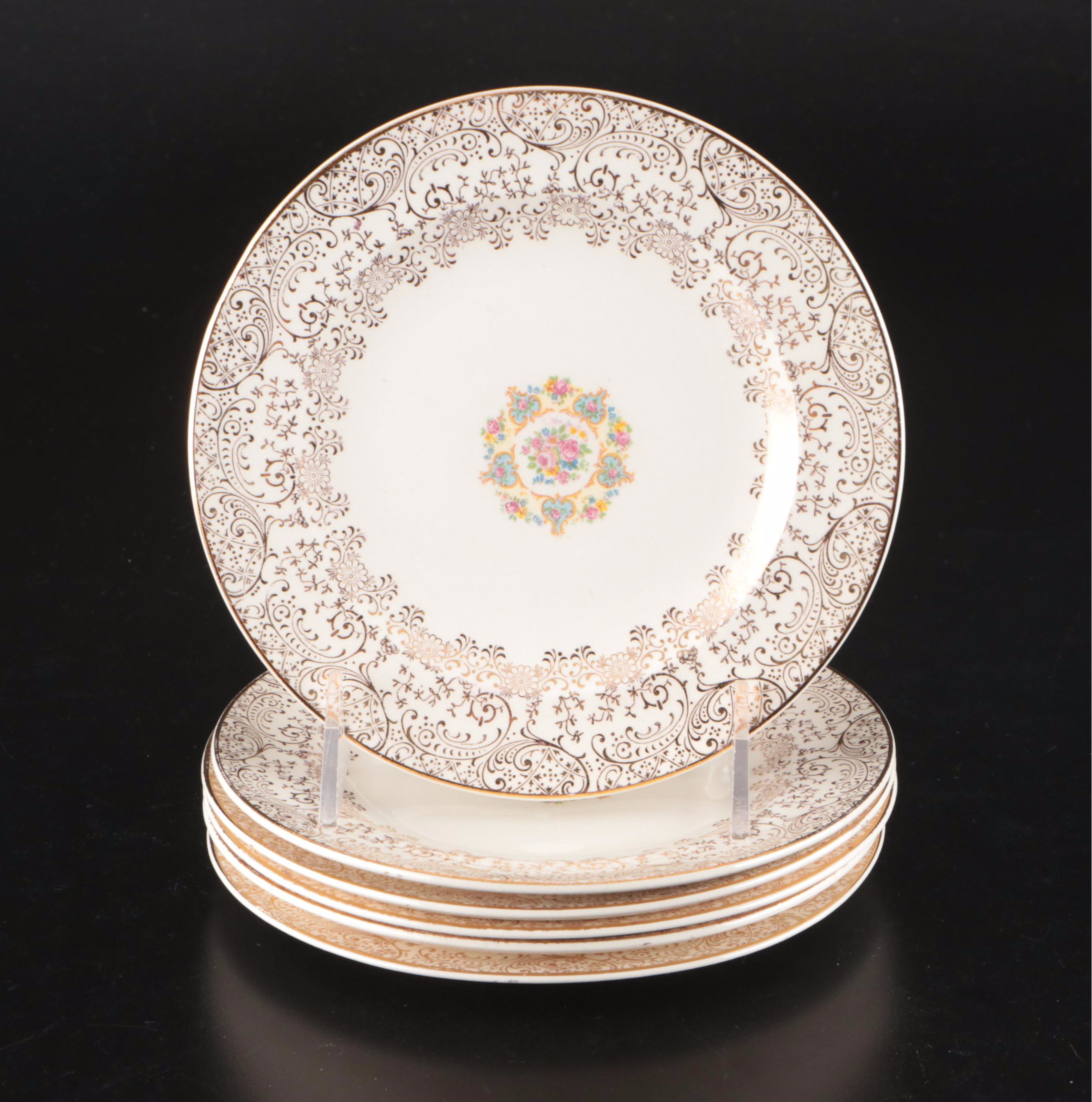 Vanity Fair "Liberty Gold" Bread and Butter Plates with Wedgwood Dinner Plate