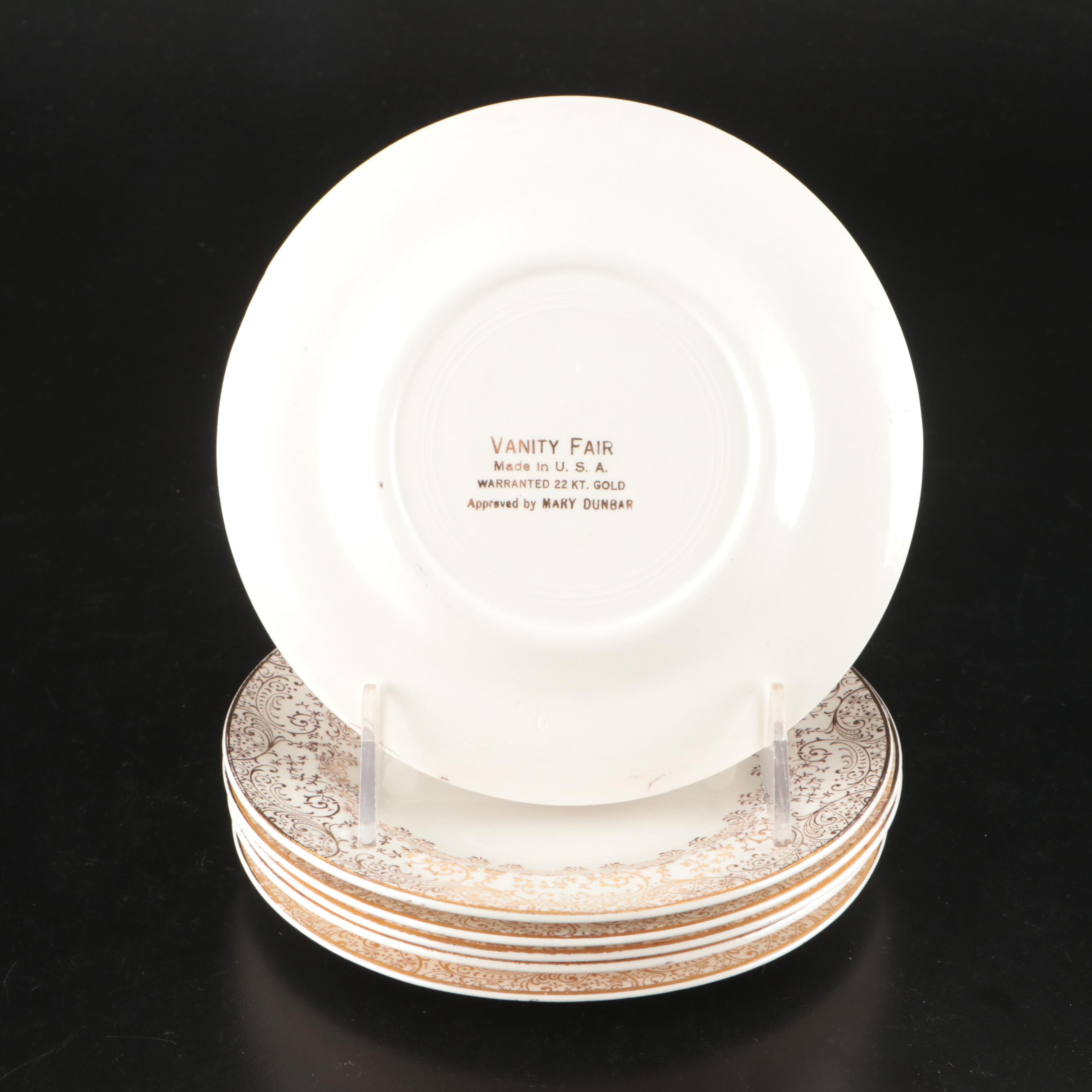 Vanity Fair "Liberty Gold" Bread and Butter Plates with Wedgwood Dinner Plate