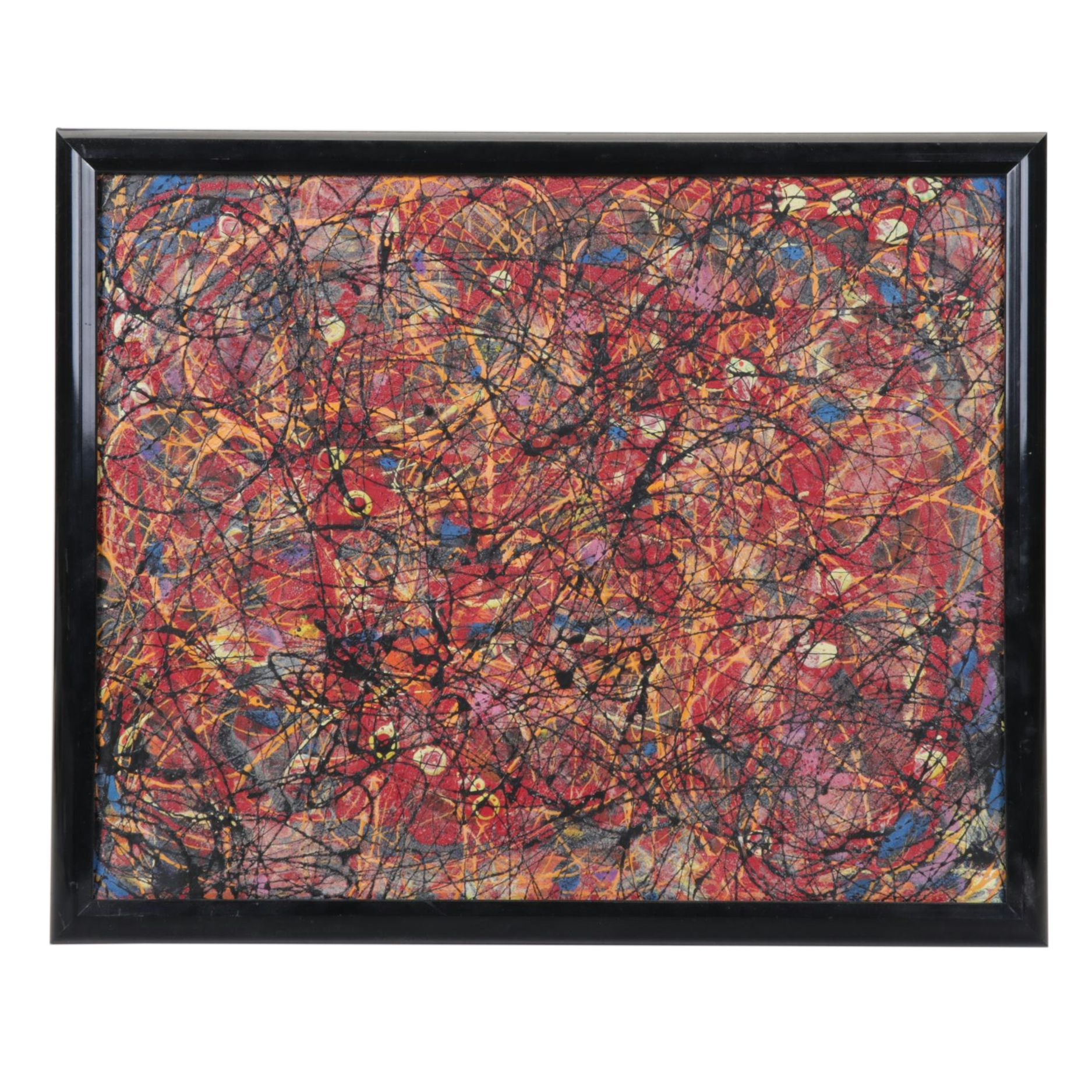 Abstract Expressionist Drip Acrylic Painting in the Style of Jackson Pollock