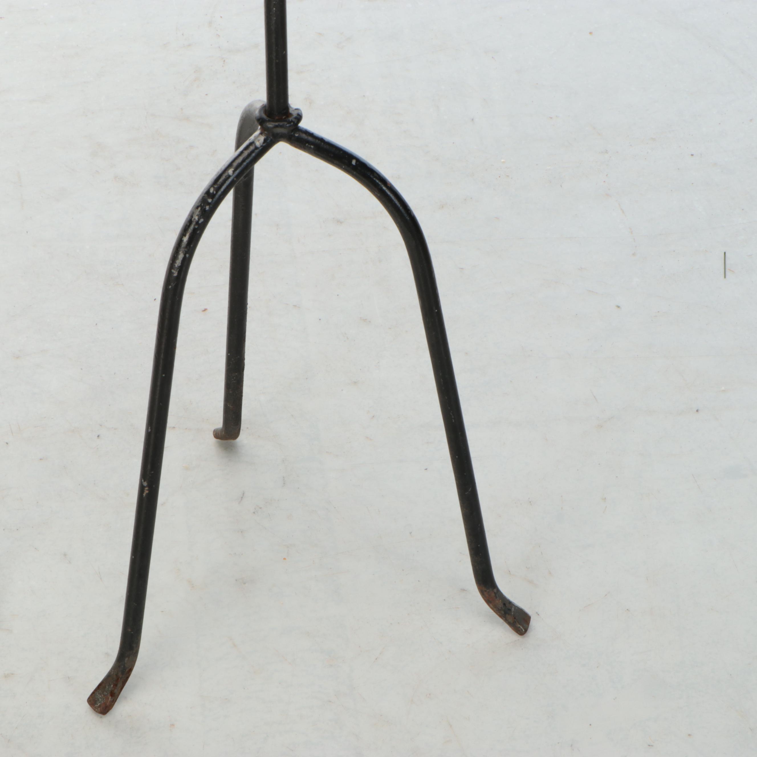 Primitive Style Wrought Iron Floor Candle Prickets