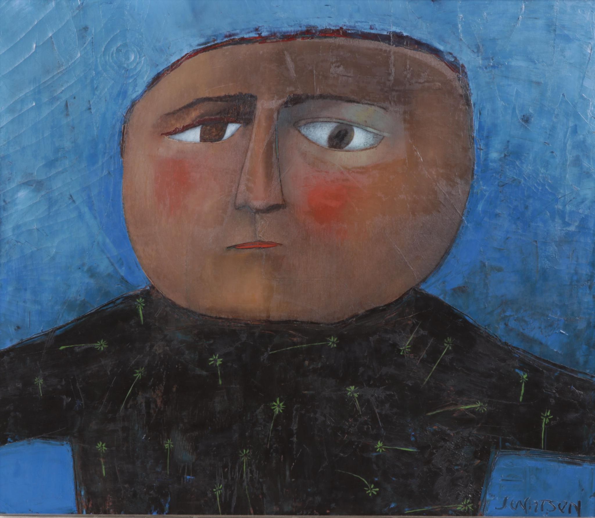 J. Watson Surreal Stylized Acrylic Portrait of a Man