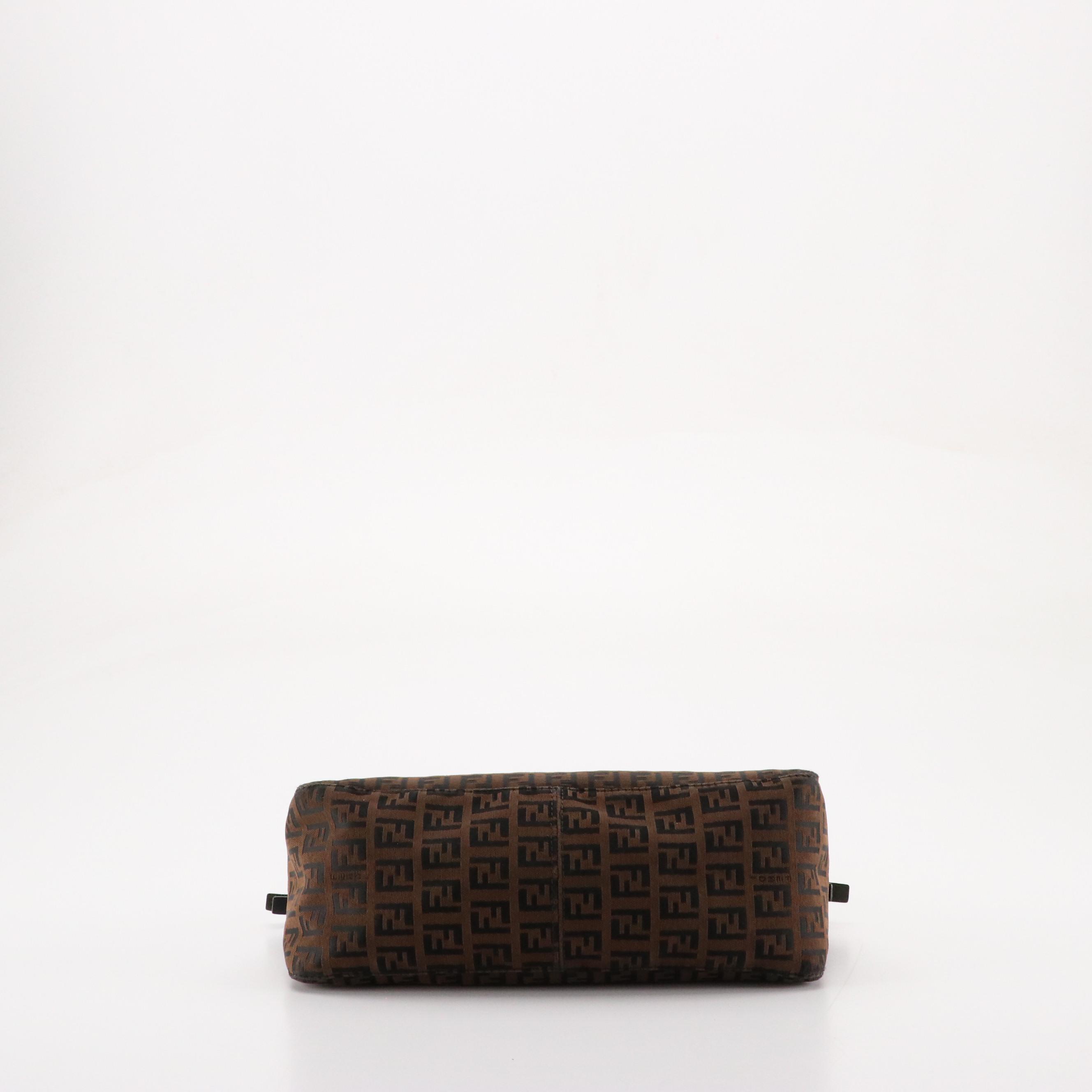 Fendi Pochette in Tobacco Zucchino Jacquard Canvas and Leather
