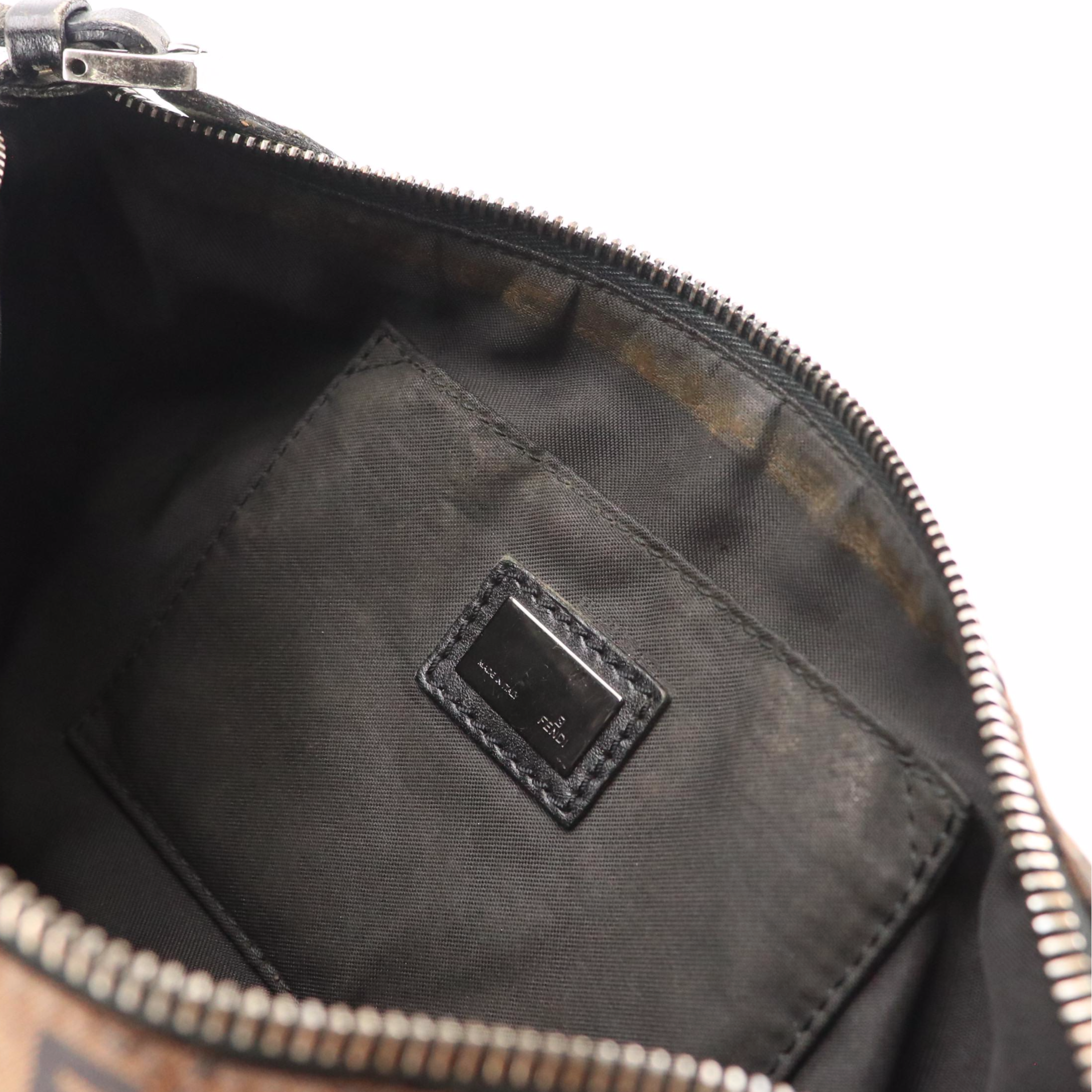 Fendi Pochette in Tobacco Zucchino Jacquard Canvas and Leather