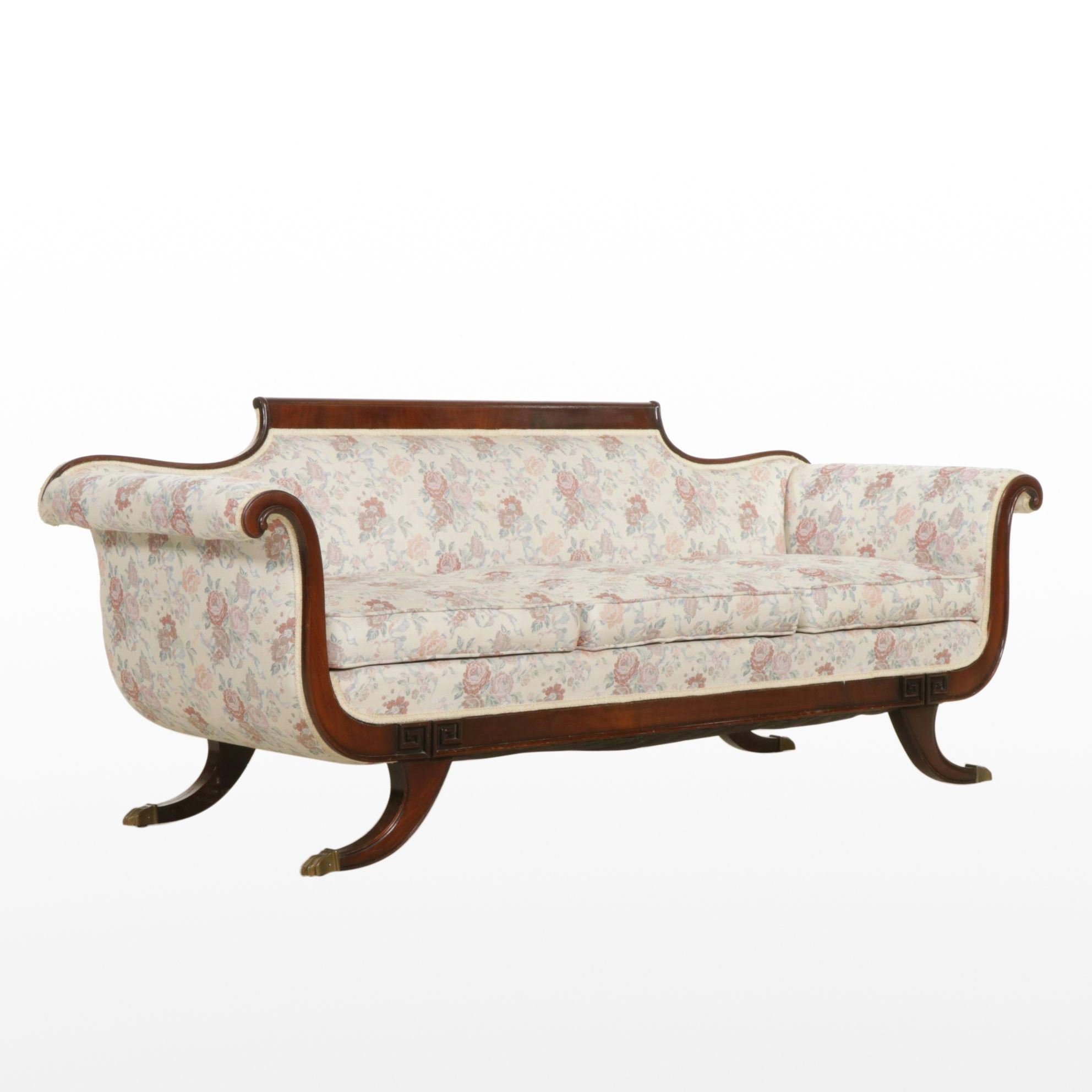 Duncan Phyfe Style Mahogany Framed Sofa