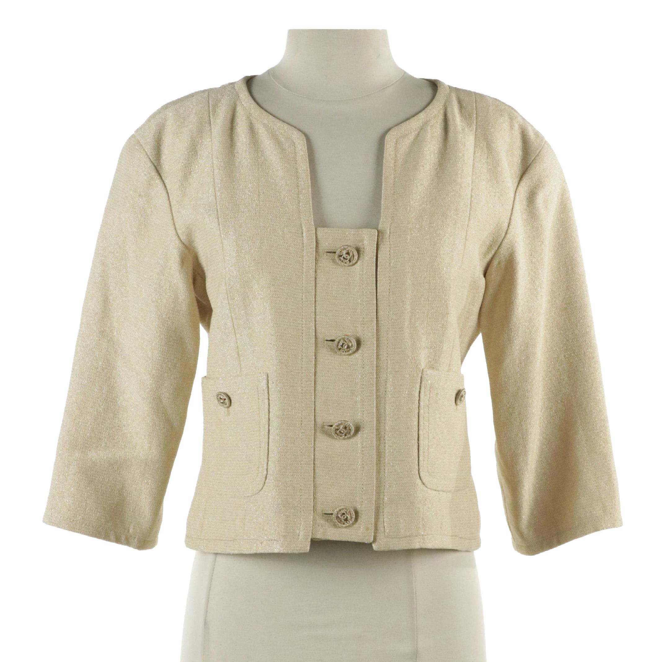 Chanel Metallic Fleck Cropped Suit Jacket