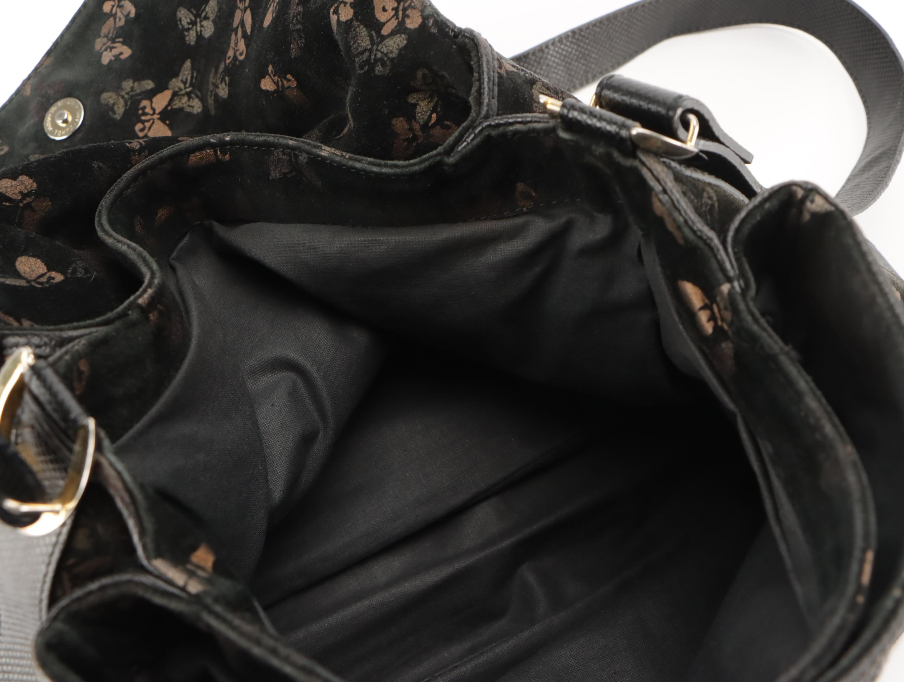 Bottega Veneta Shoulder Bag in Metallic Butterfly Print Black Suede and Leather