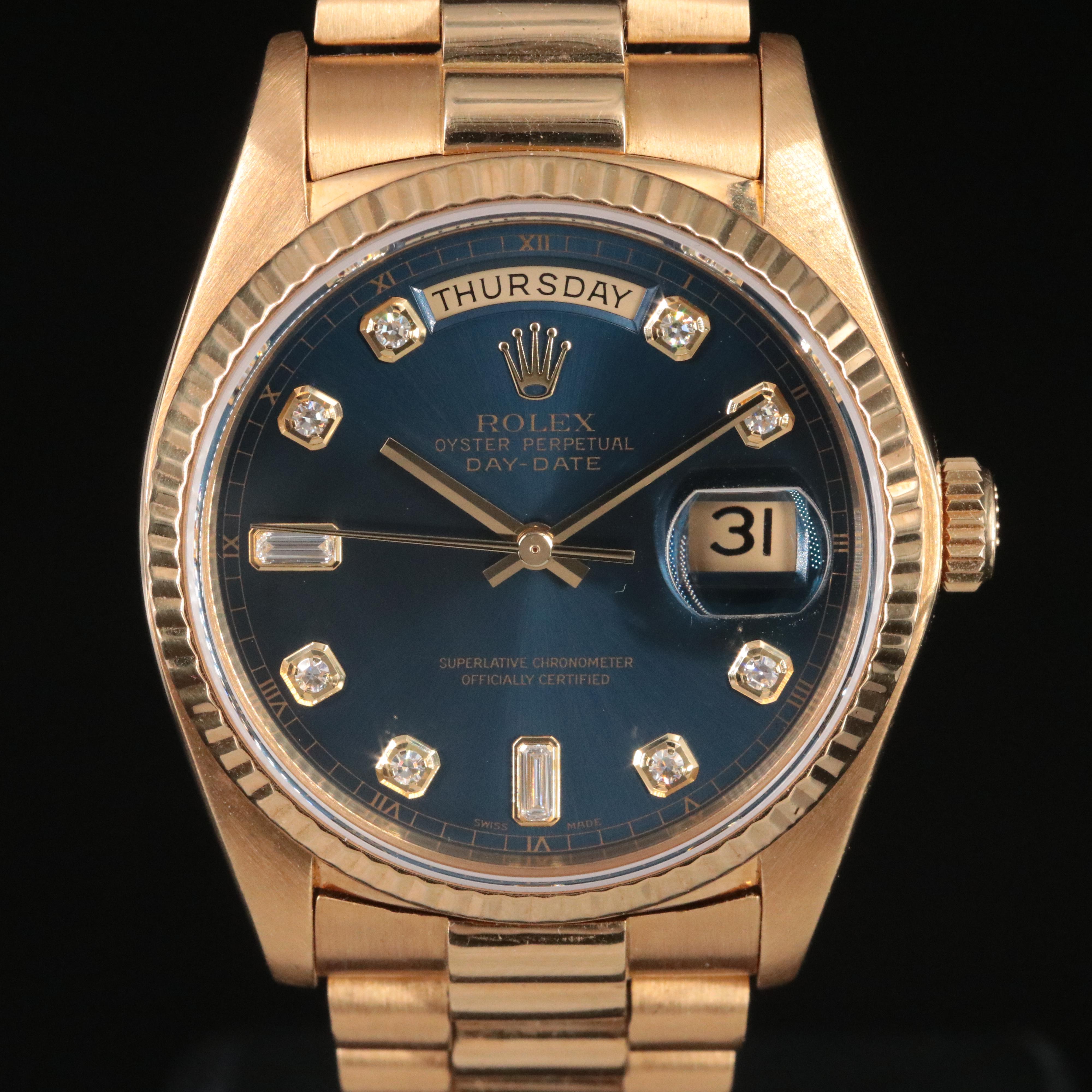Rolex Factory Diamond Dial Day-Date Model 18038 Watch