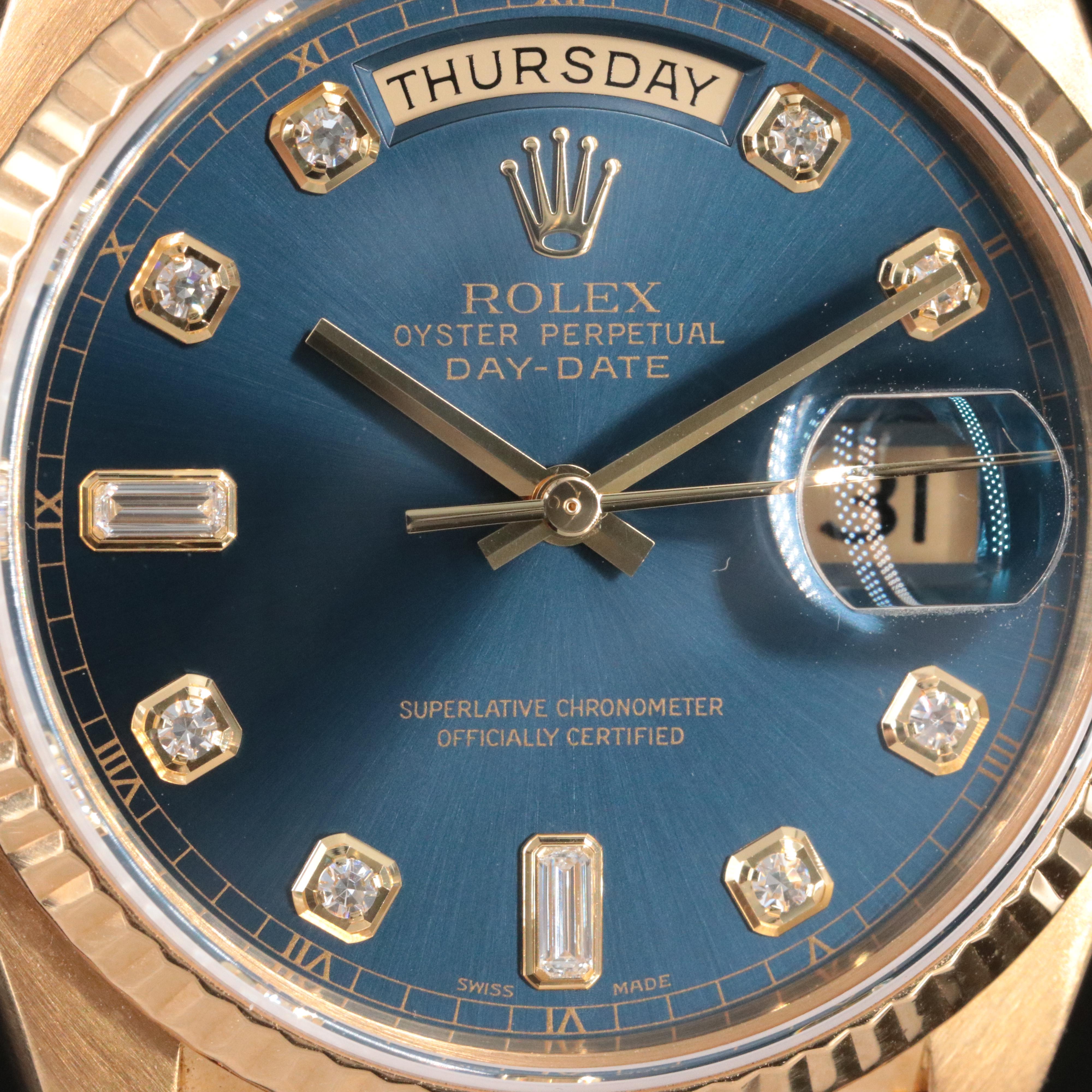 Rolex Factory Diamond Dial Day-Date Model 18038 Watch