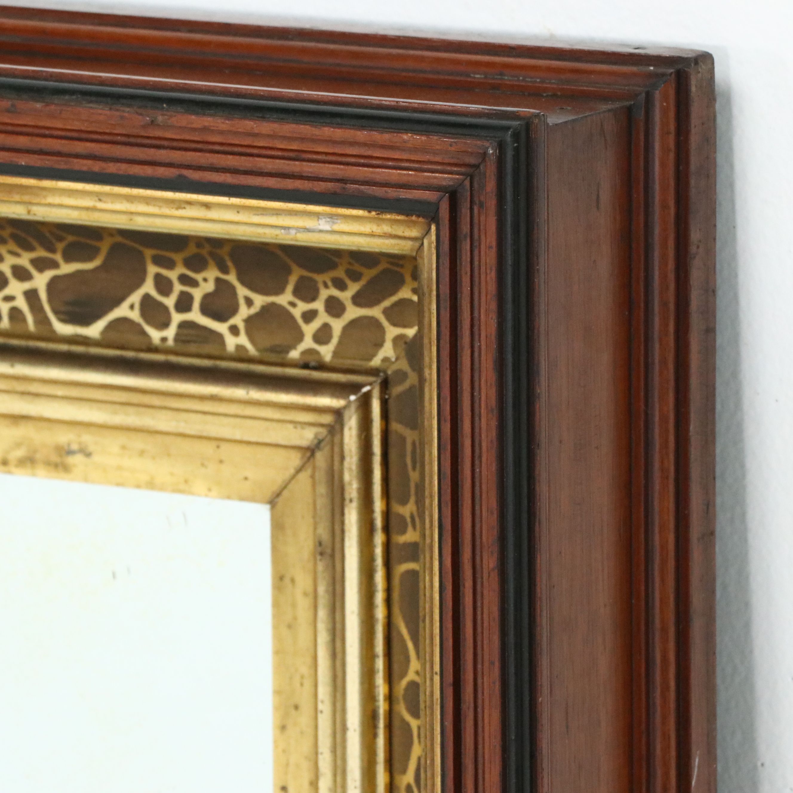 Parcel Gilt and Beveled Wood Framed Wall Mirror