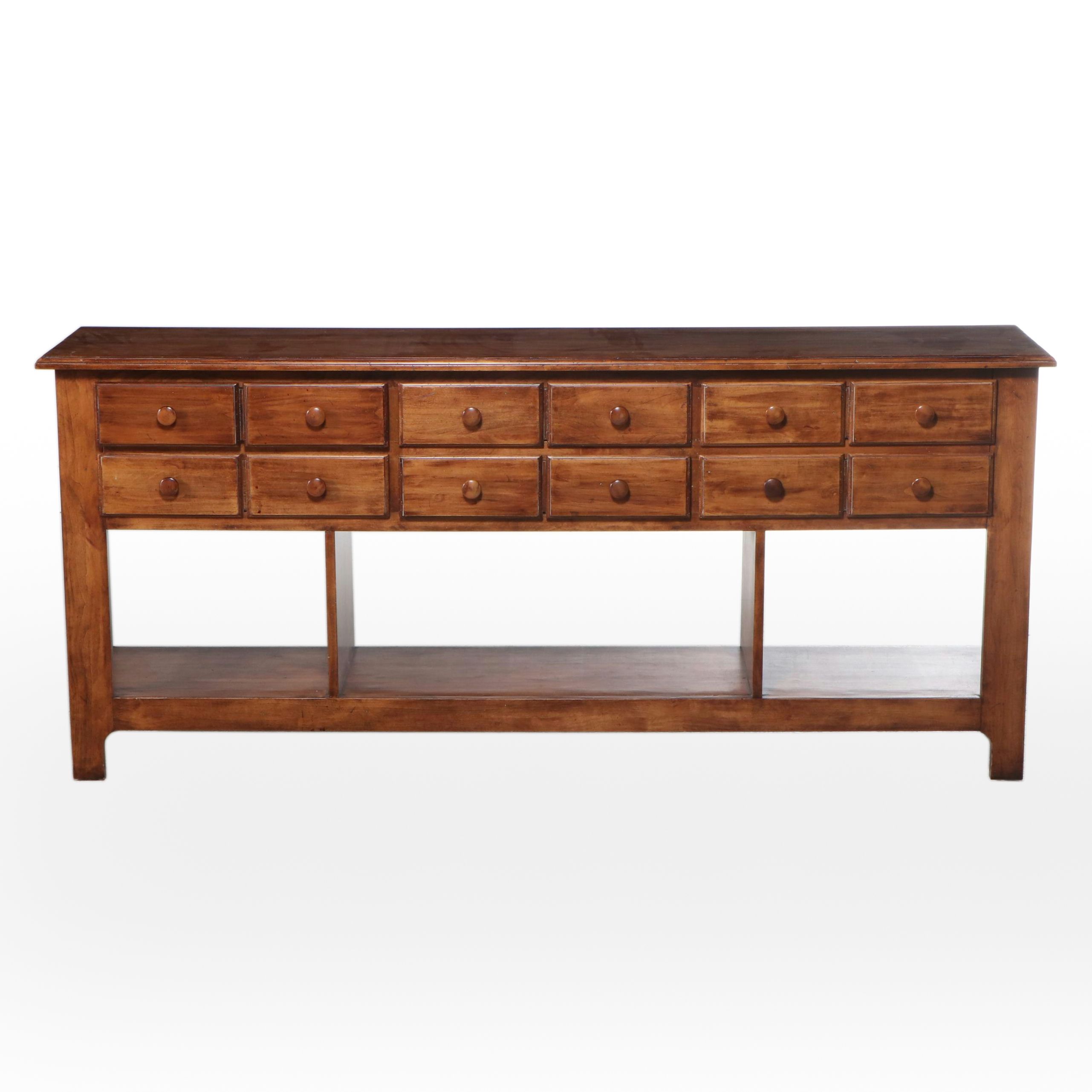 Shaker Style Walnut Finish Media Console Table