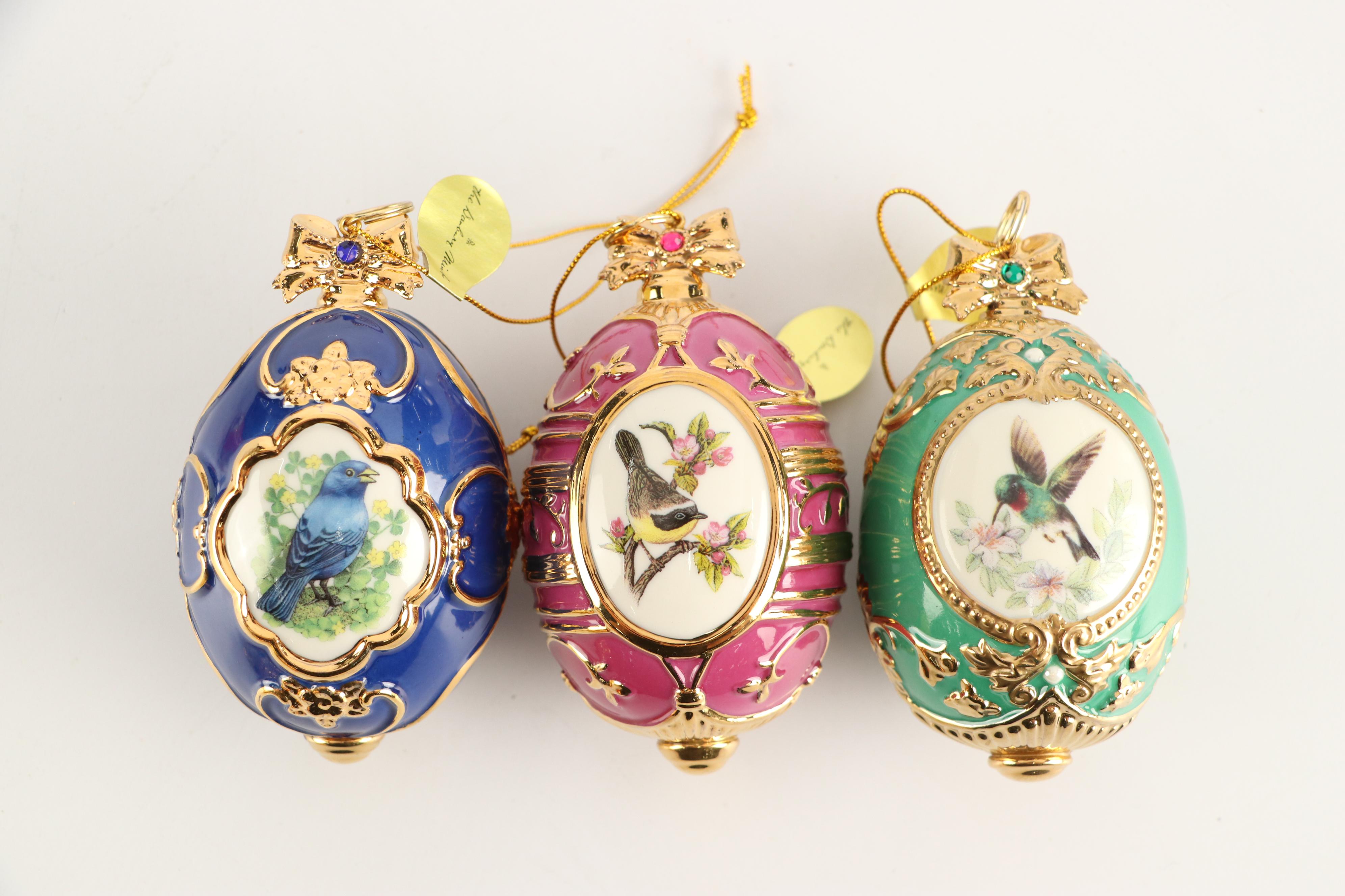 Danbury Mint "Birds of Splendor" and More Egg-Shaped Christmas Ornaments