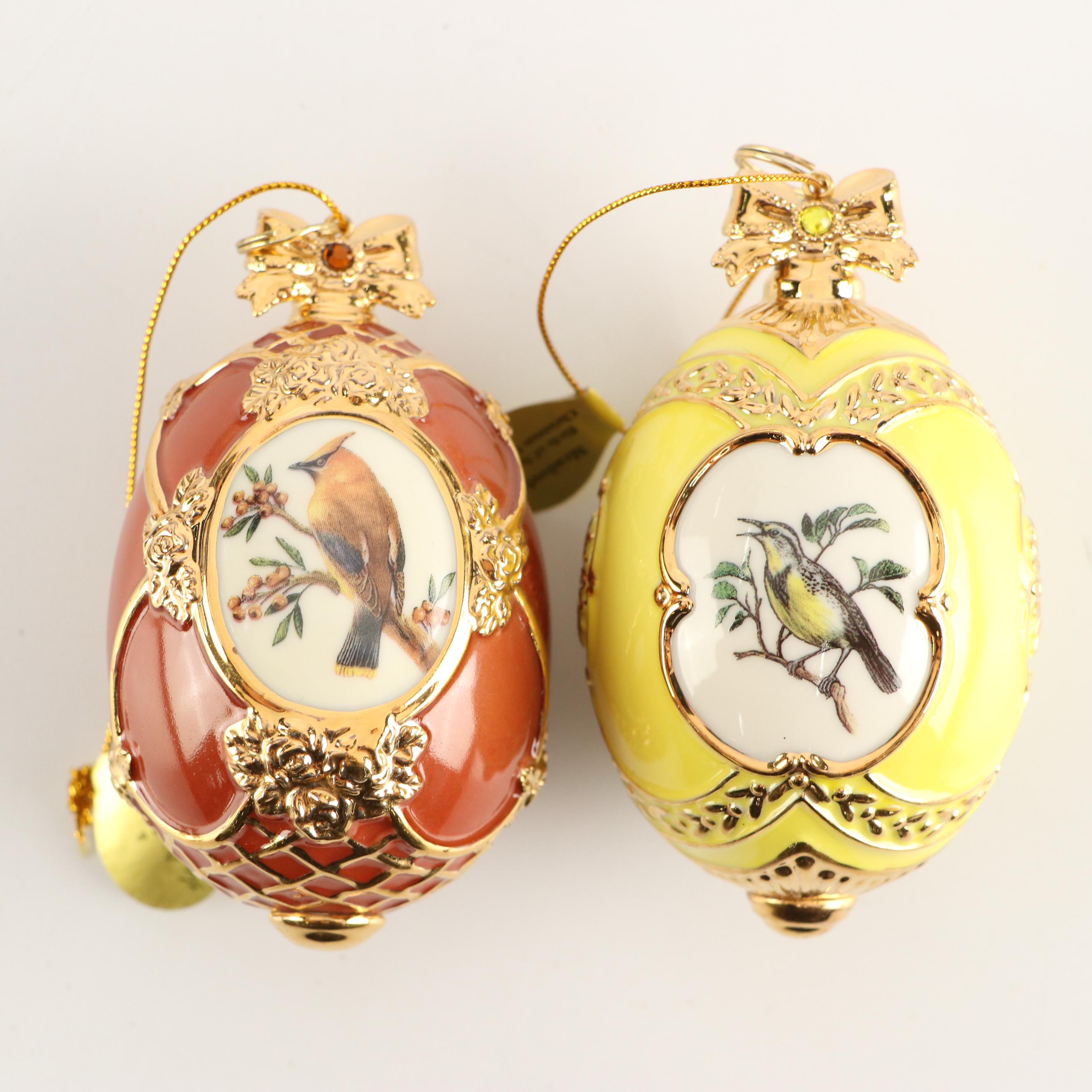 Danbury Mint "Birds of Splendor" and More Egg-Shaped Christmas Ornaments
