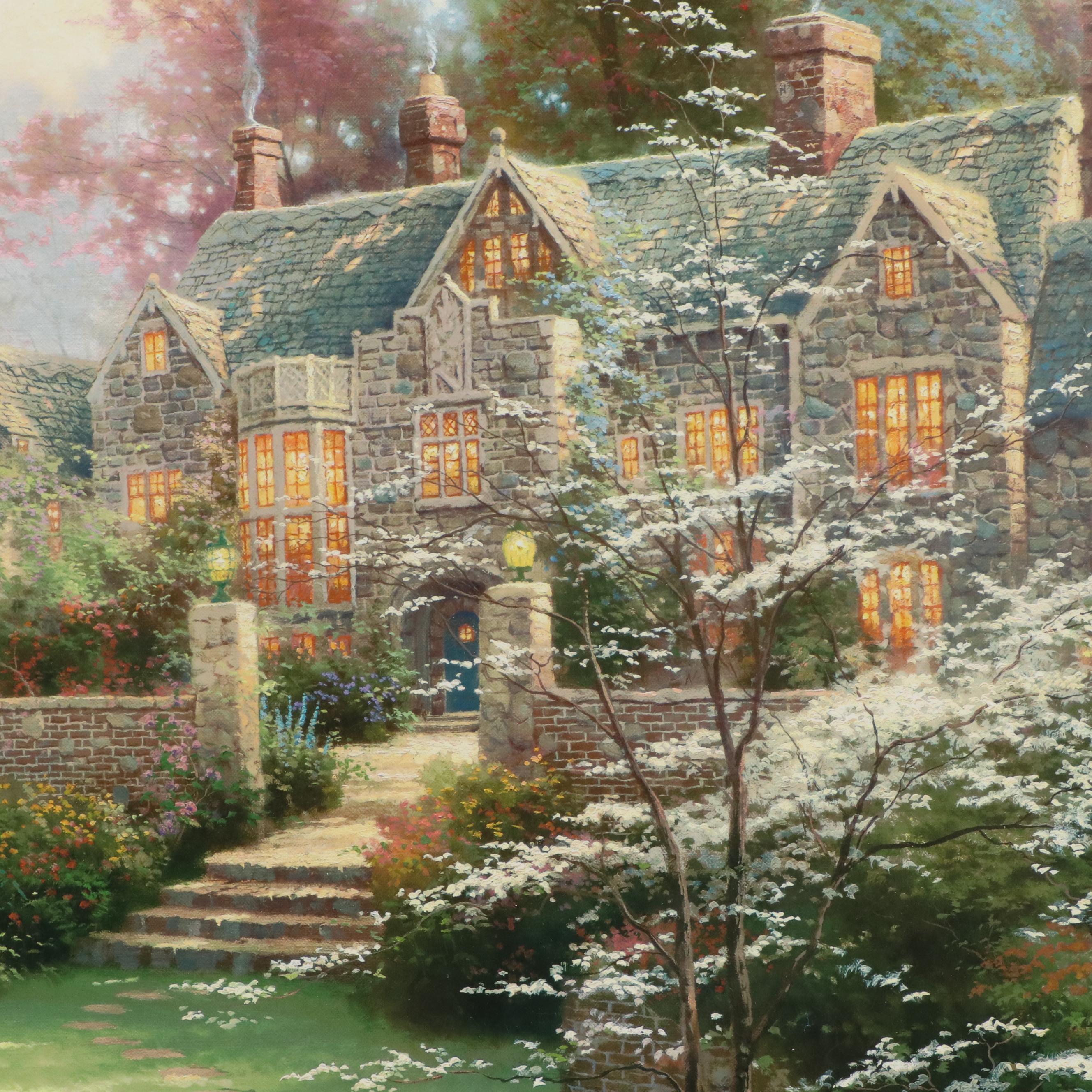 Thomas Kinkade Offset Lithograph "Gardens Beyond Spring Gate"