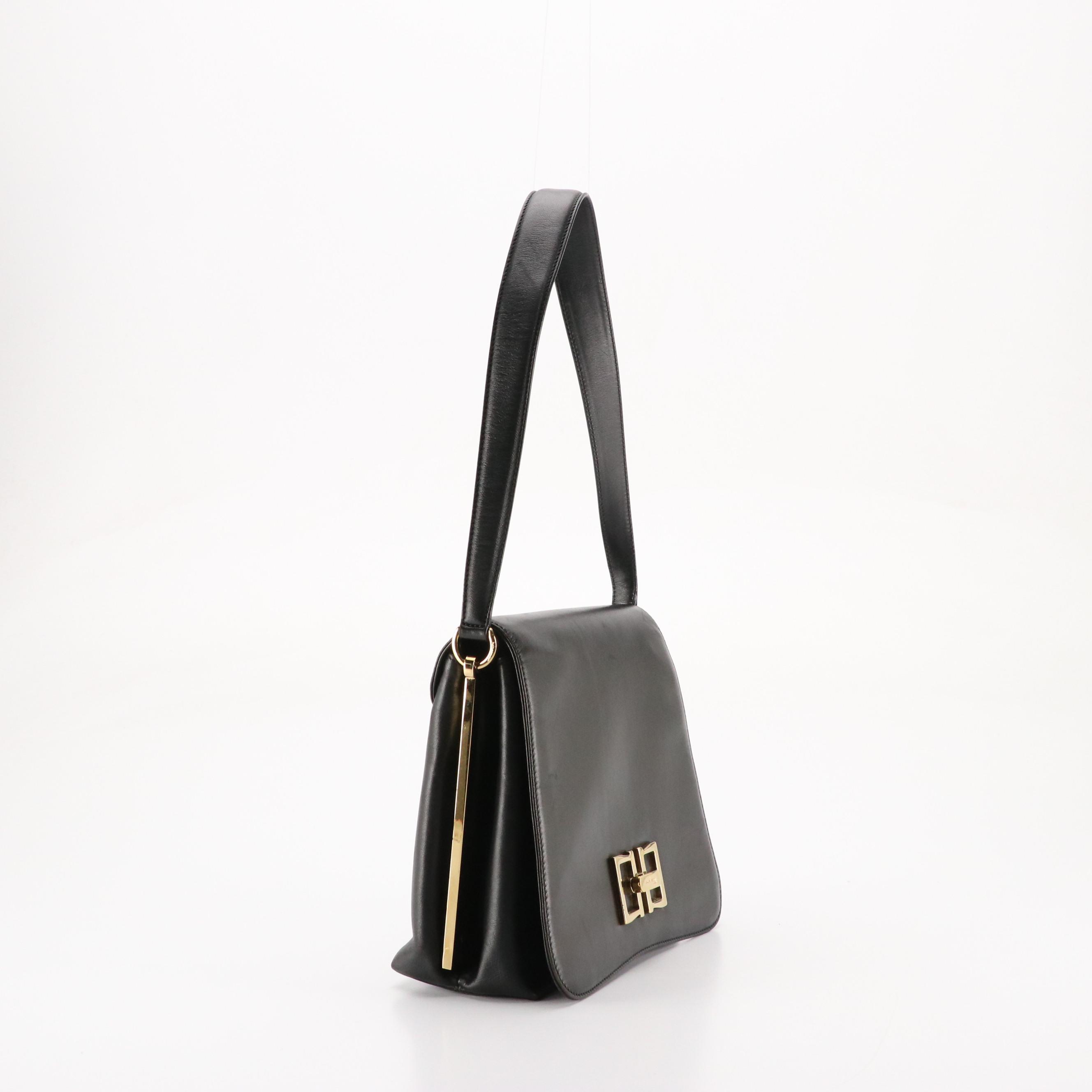 Salvatore Ferragamo Flap Bag in Black Lambskin Leather with Twist Clasp