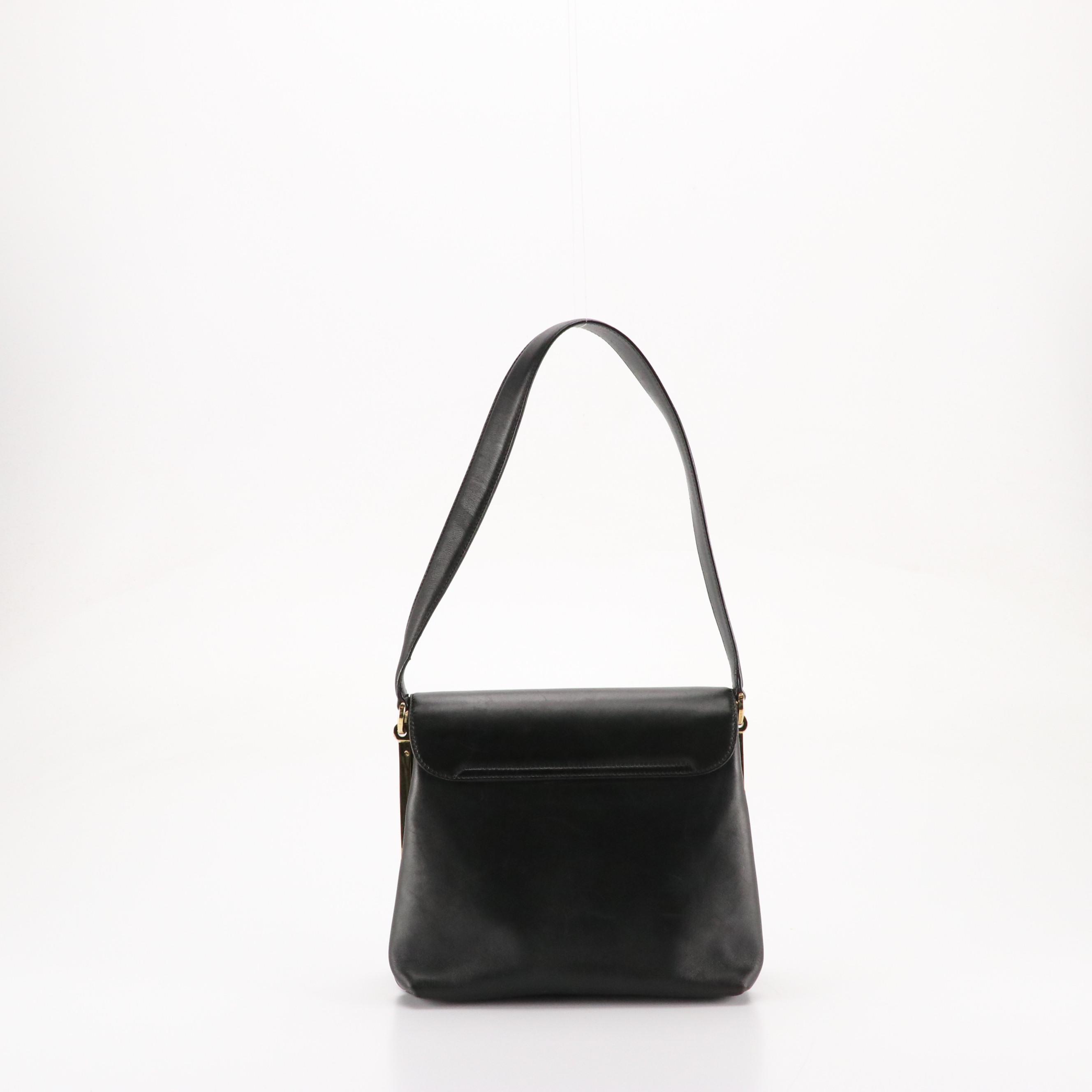 Salvatore Ferragamo Flap Bag in Black Lambskin Leather with Twist Clasp