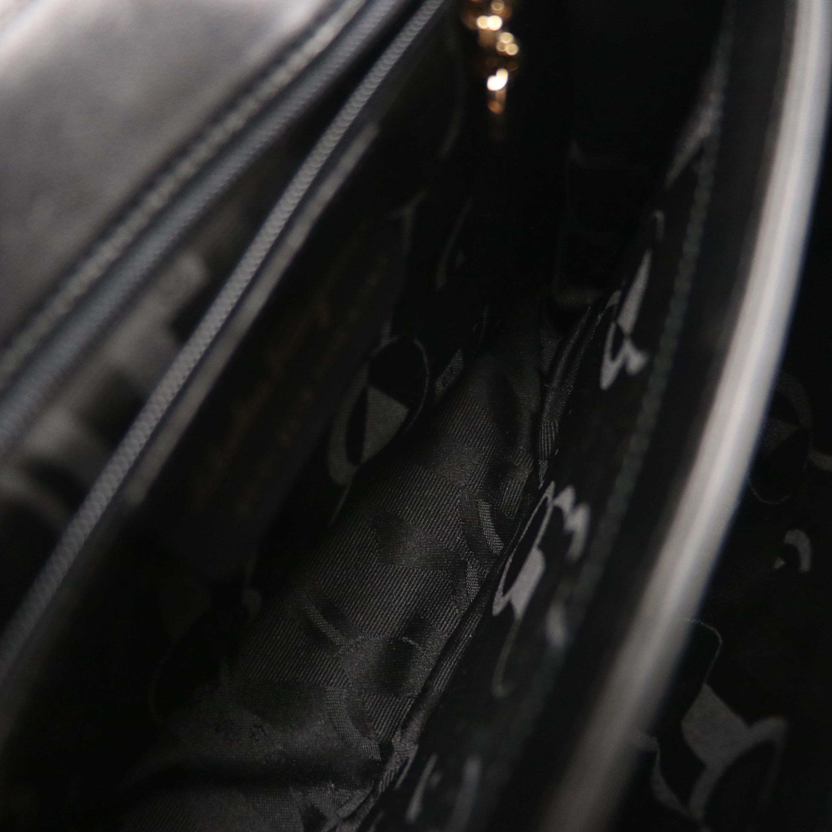 Salvatore Ferragamo Flap Bag in Black Lambskin Leather with Twist Clasp