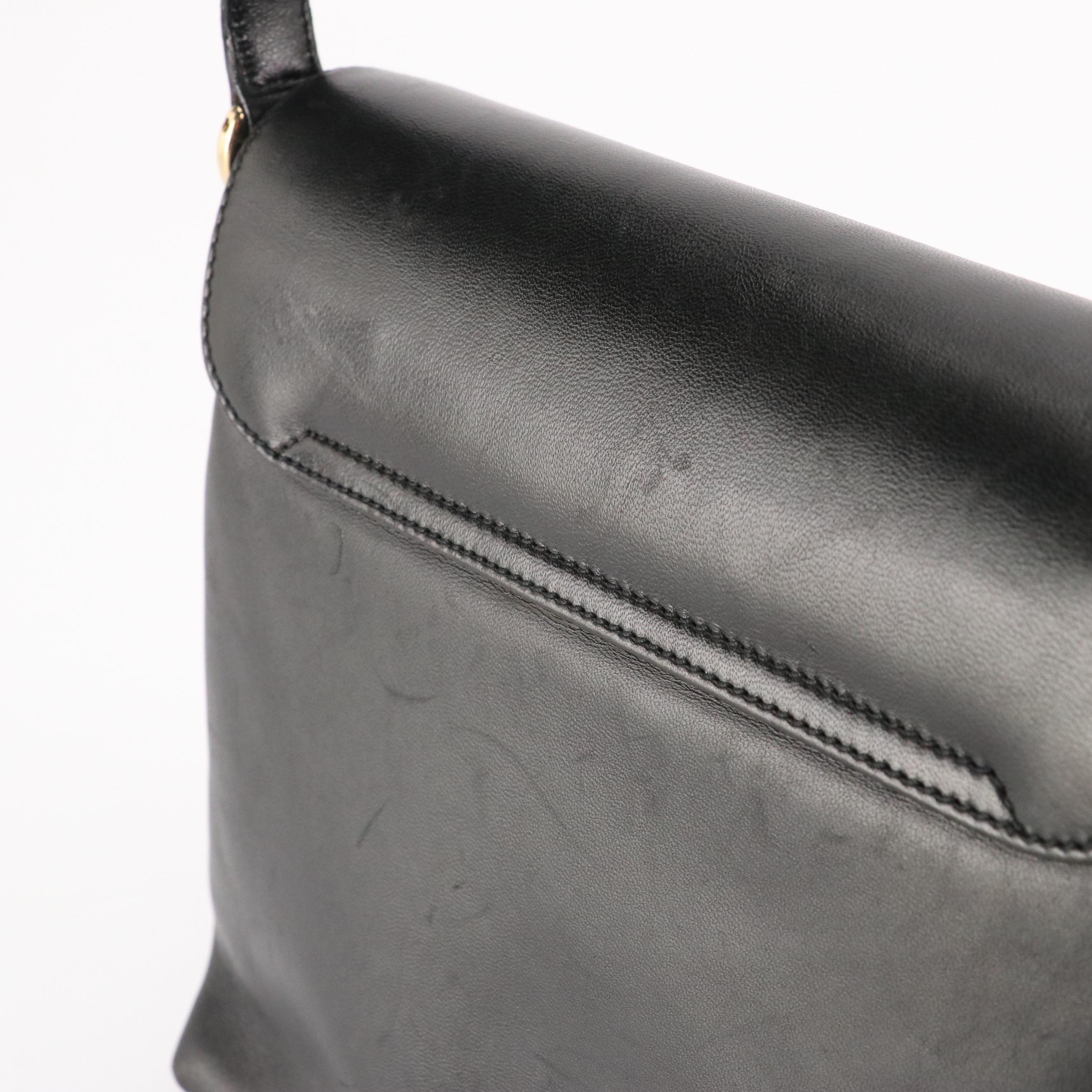 Salvatore Ferragamo Flap Bag in Black Lambskin Leather with Twist Clasp