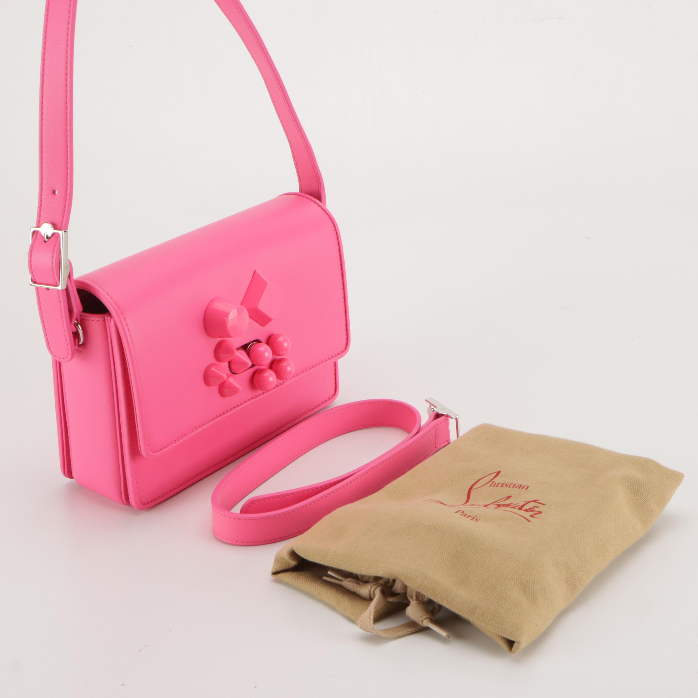 Christian Louboutin Carasky Shoulder Bag in Poupidou Pink Calfskin Leather