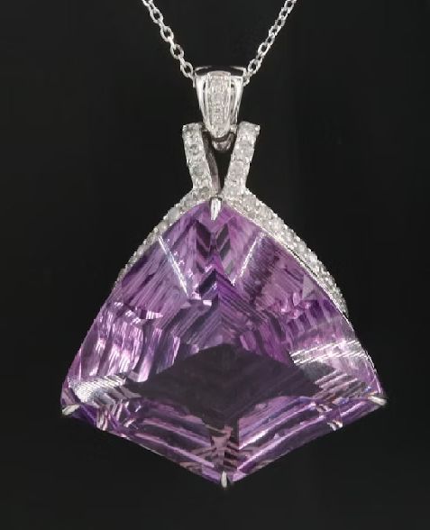 14K 36.98 CT Amethyst Enhancer Pendant Necklace