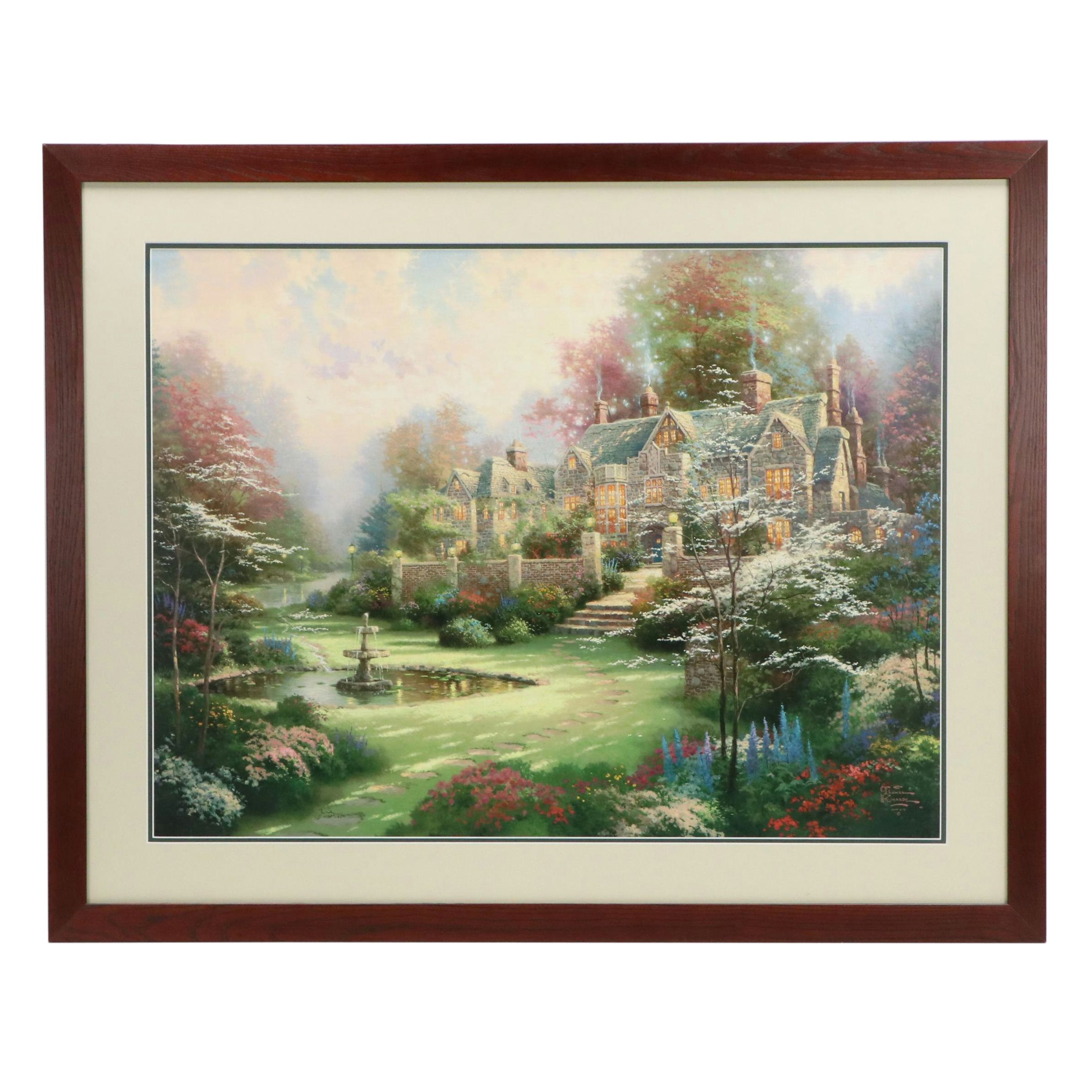 Thomas Kinkade Offset Lithograph "Gardens Beyond Spring Gate"