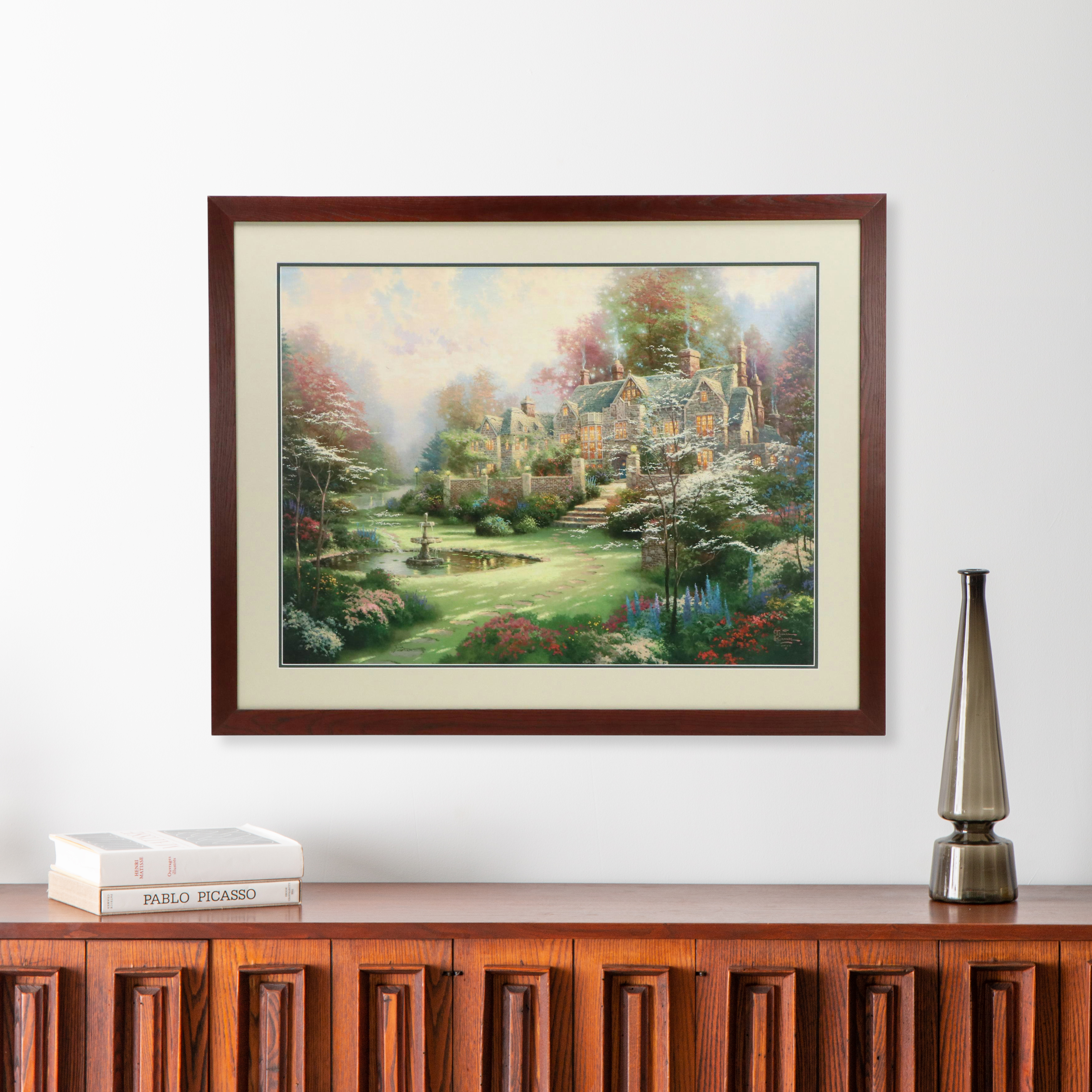 Thomas Kinkade Offset Lithograph "Gardens Beyond Spring Gate"