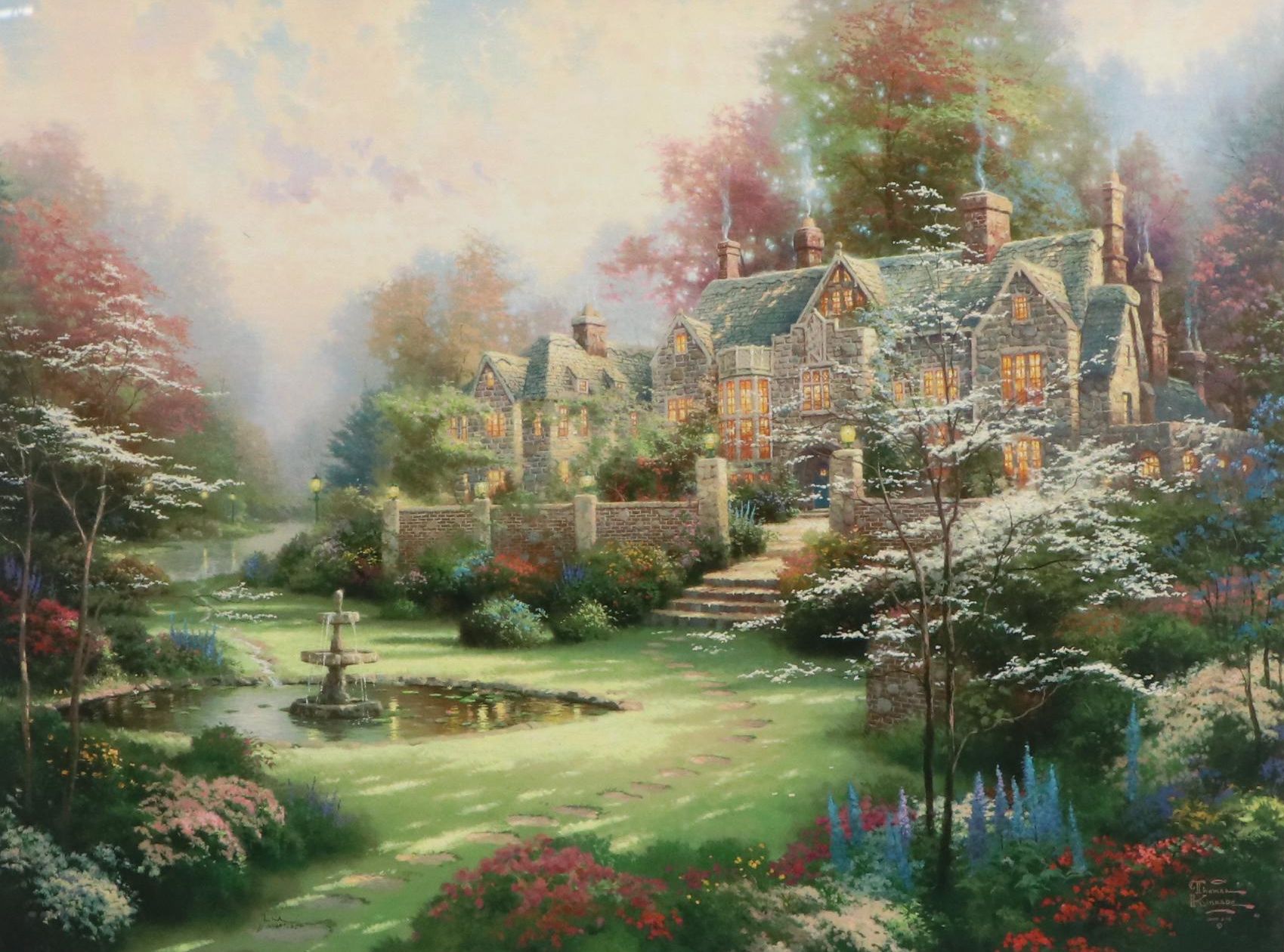 Thomas Kinkade Offset Lithograph "Gardens Beyond Spring Gate"