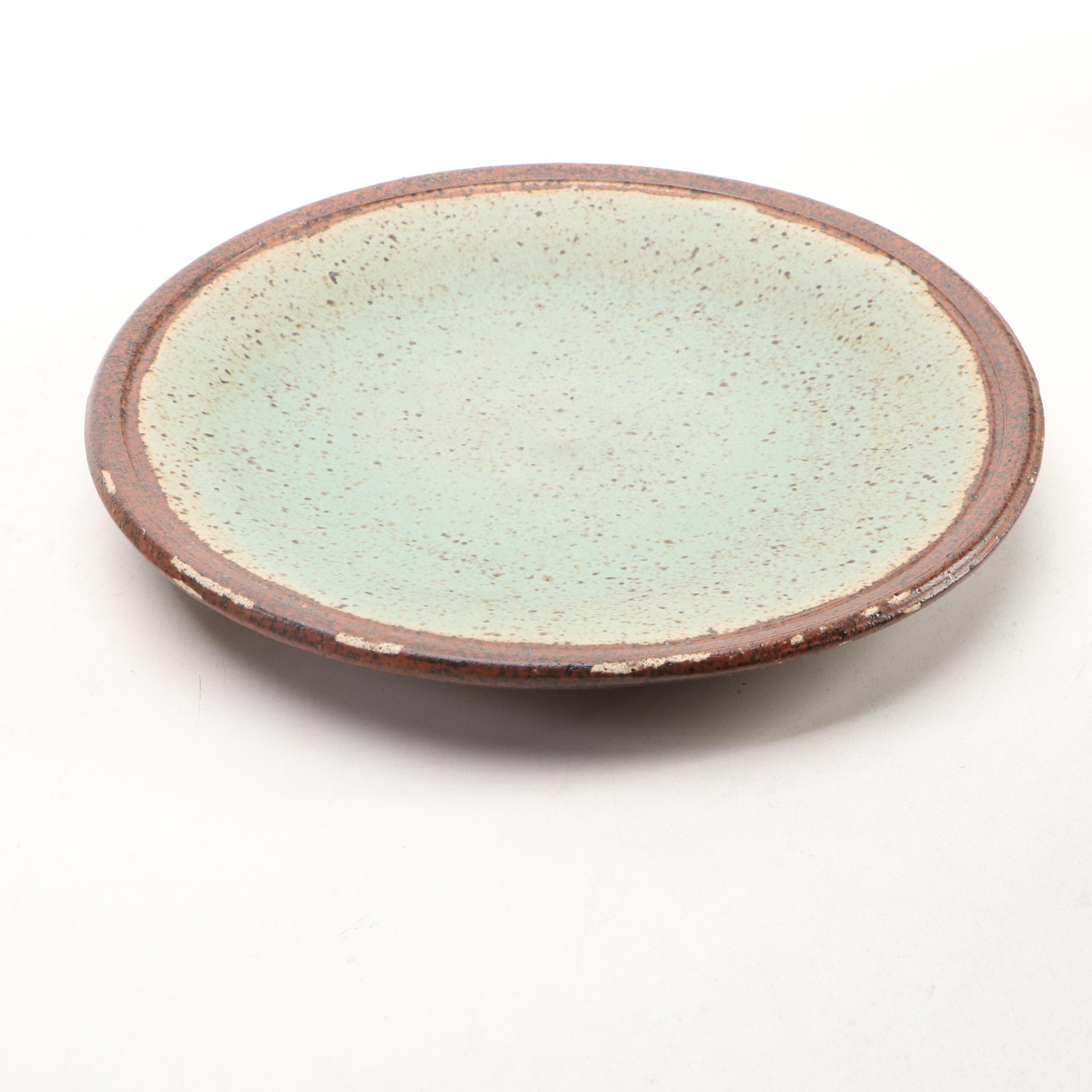 Dick Overman Art Pottery Stoneware Spaghetti Canister with Colander and Plate