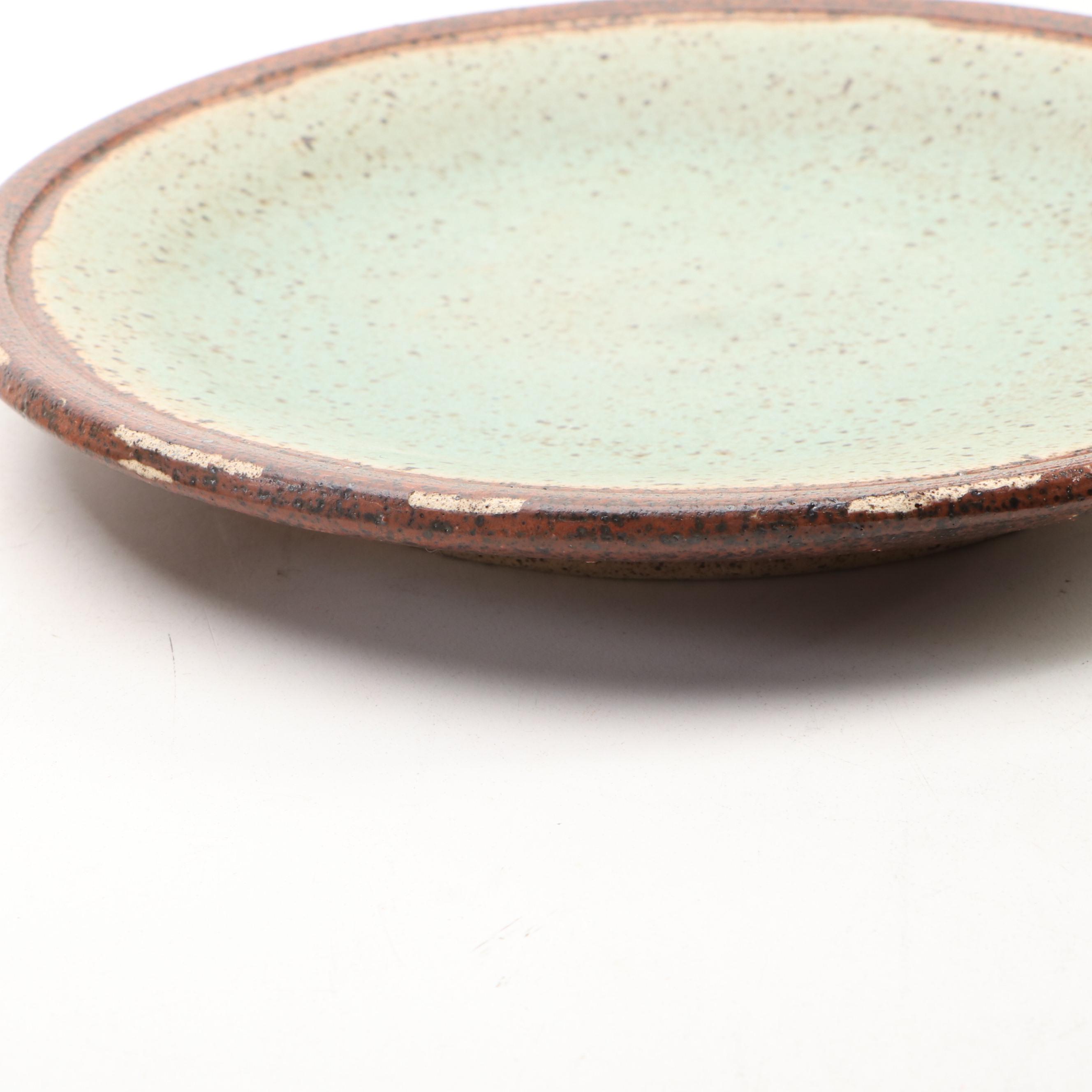 Dick Overman Art Pottery Stoneware Spaghetti Canister with Colander and Plate