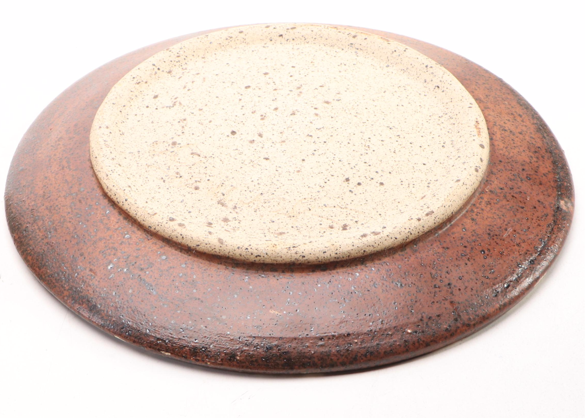 Dick Overman Art Pottery Stoneware Spaghetti Canister with Colander and Plate