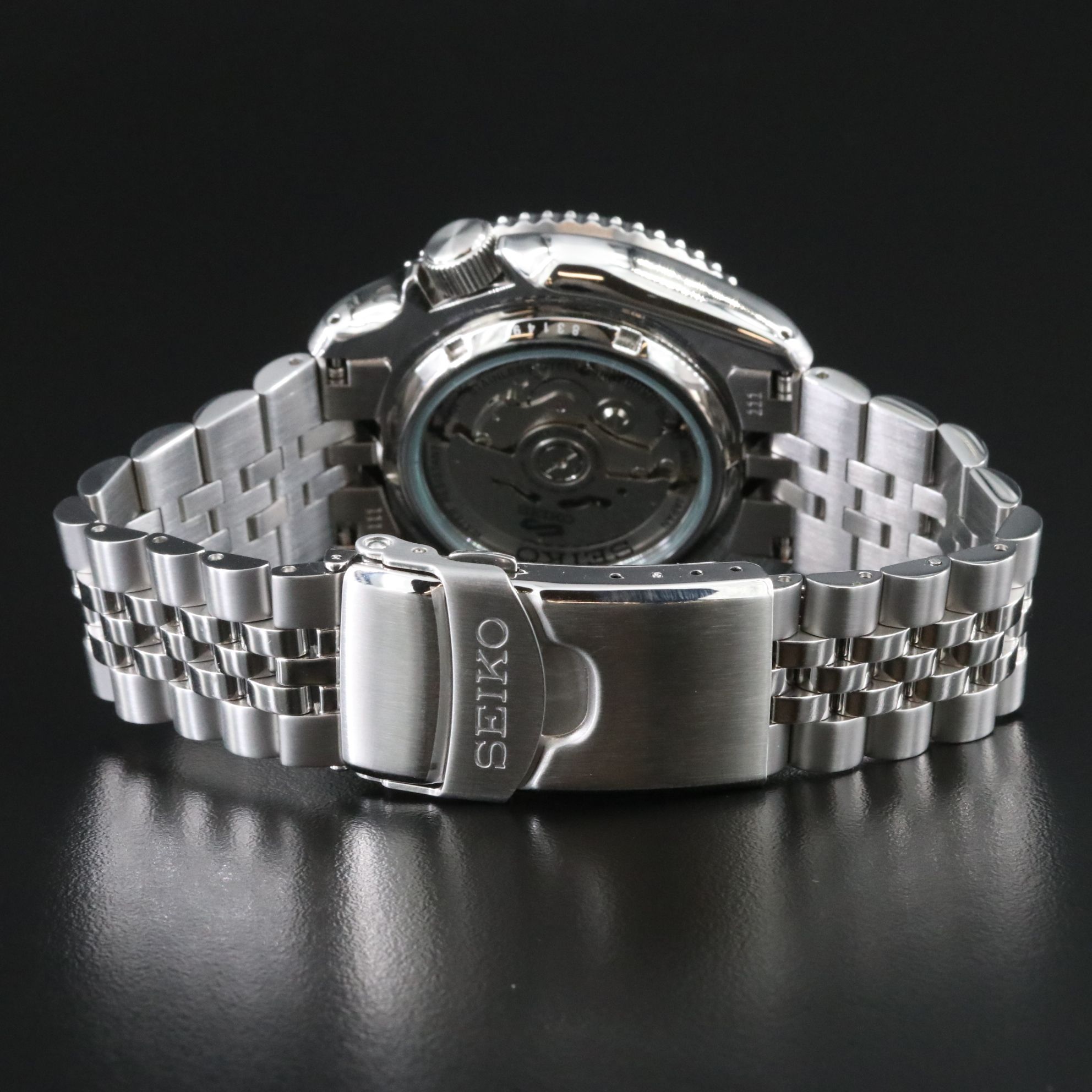 Seiko Sports 5 GMT Blue Black Steel Automatic Watch