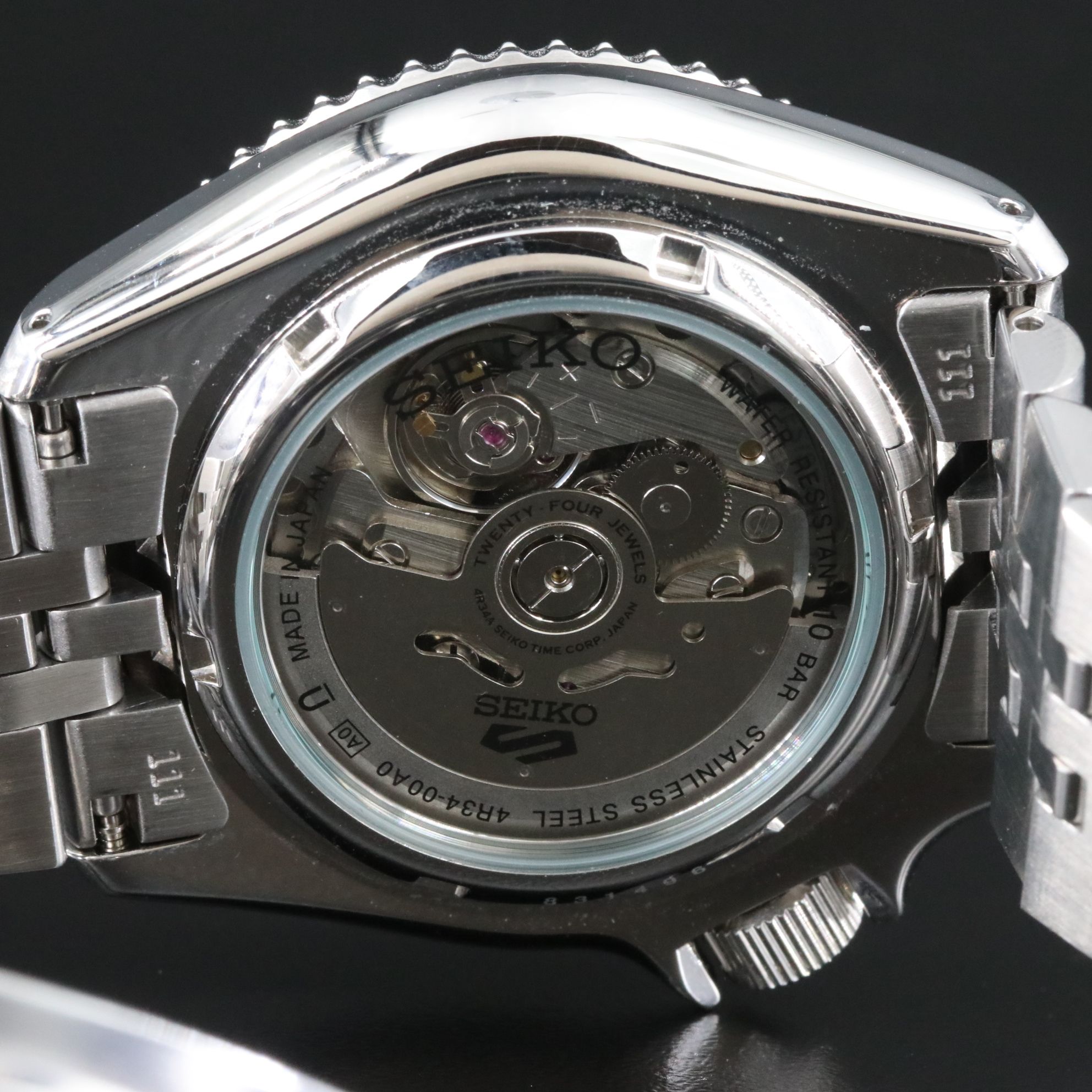 Seiko Sports 5 GMT Blue Black Steel Automatic Watch