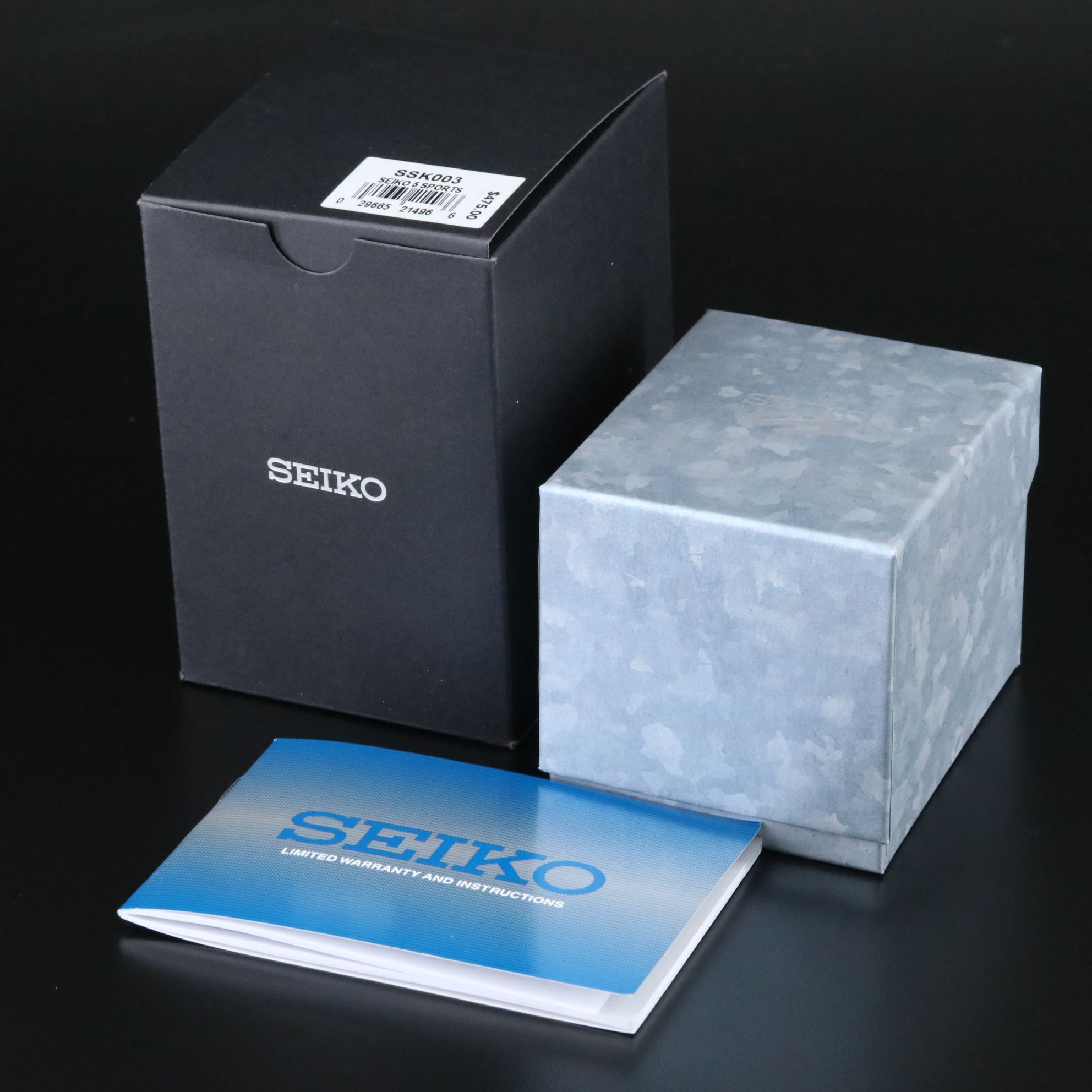 Seiko Sports 5 GMT Blue Black Steel Automatic Watch