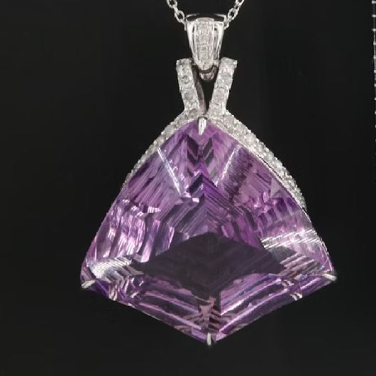 14K 36.98 CT Amethyst Enhancer Pendant Necklace