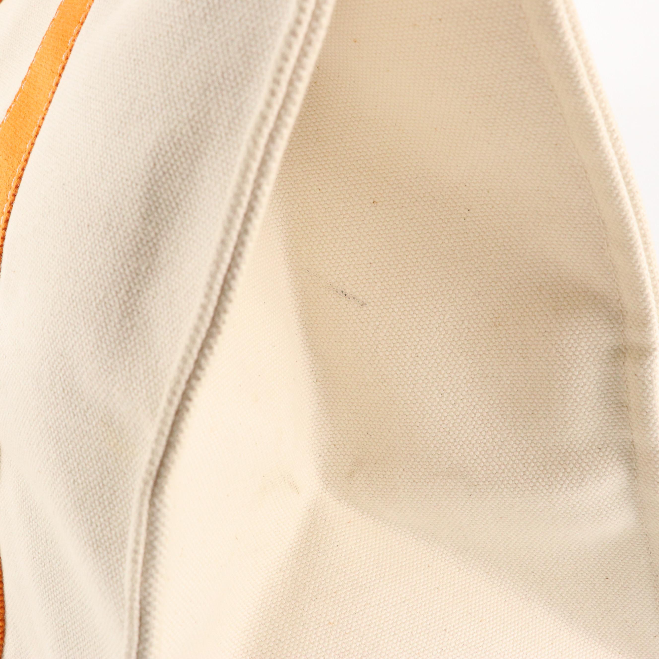 Hermès Bora Bora GM Tote in Orange/White Cotton Canvas
