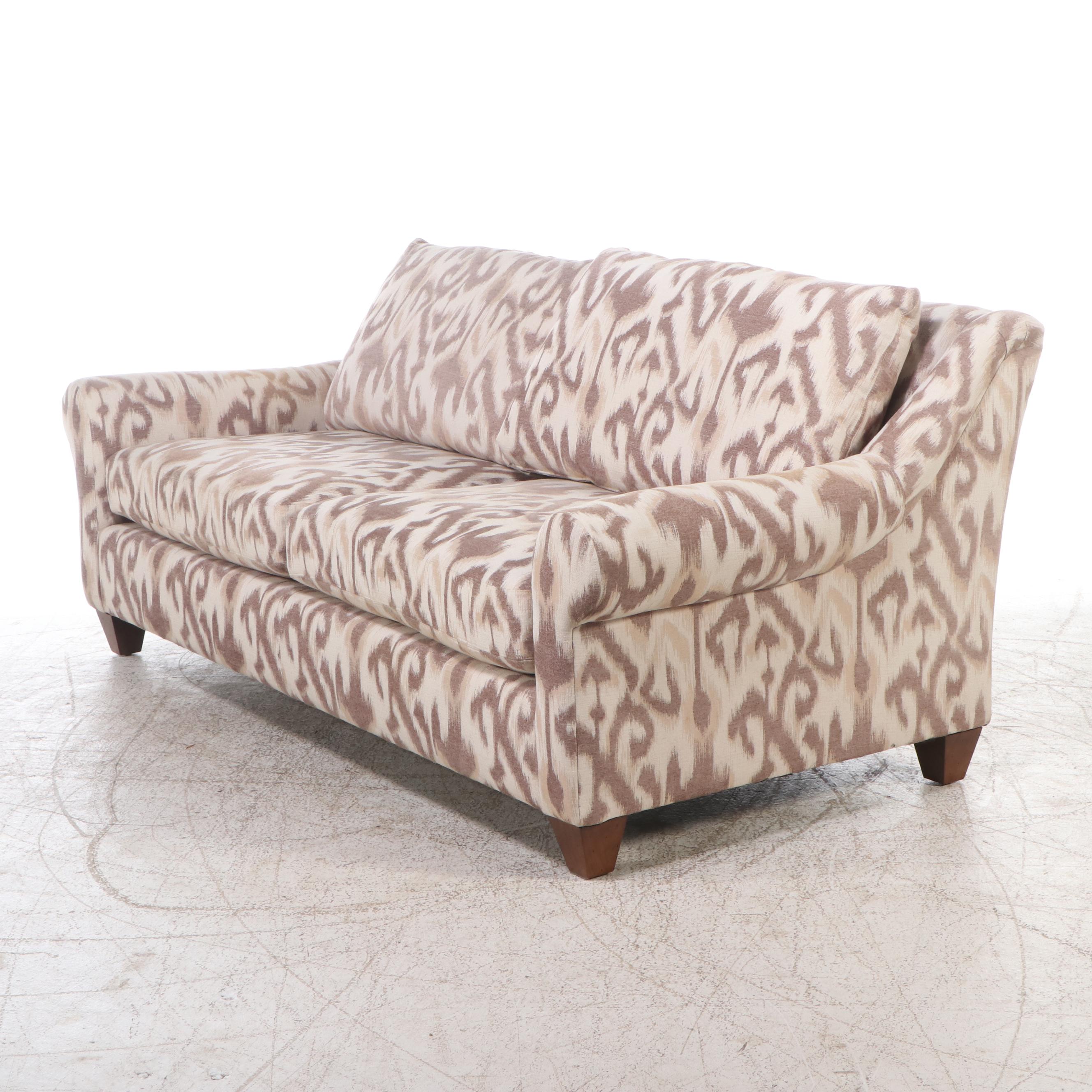 Arhaus Contemporary Sofa in Ikat Patterned Upholstery