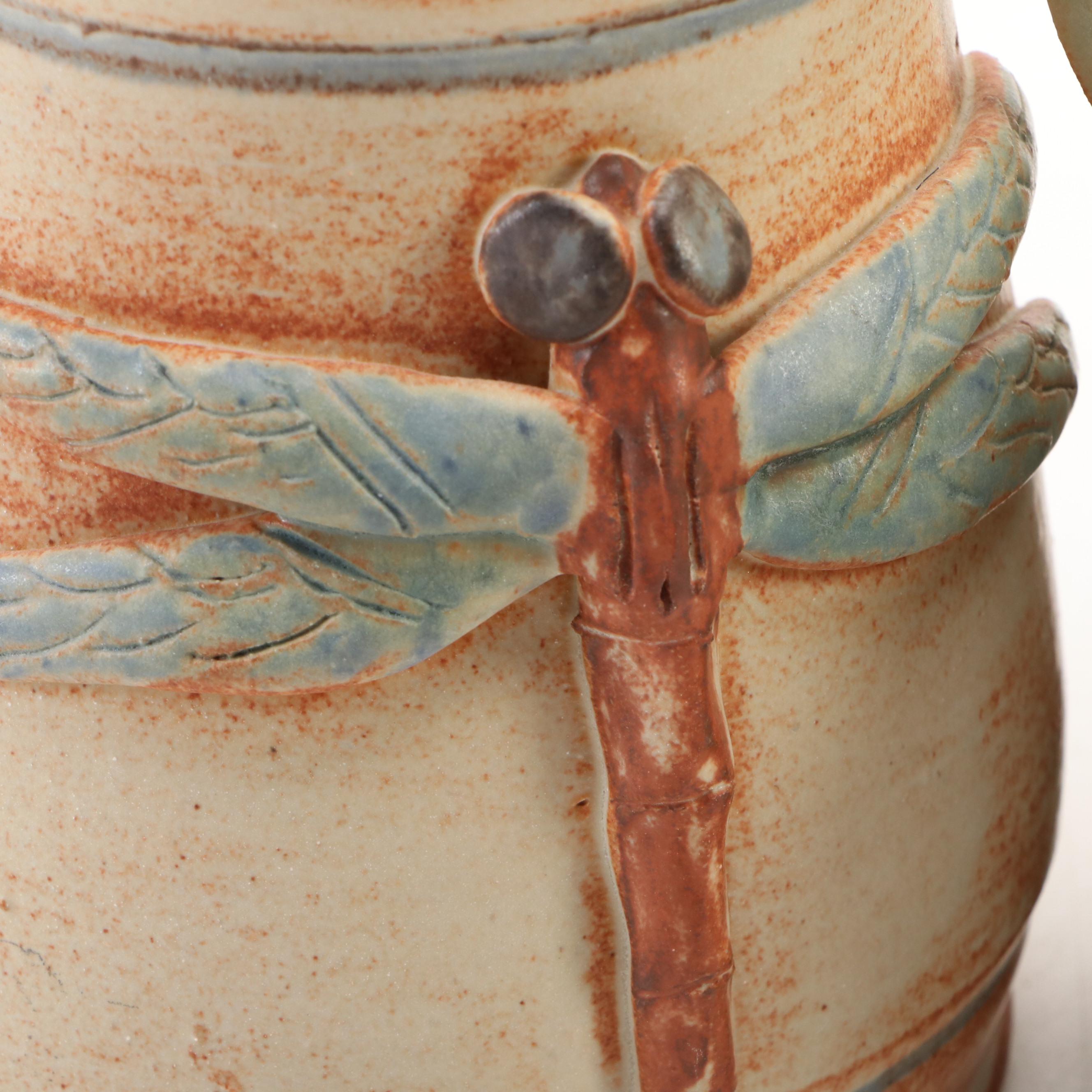 Dick Overman Art Pottery Stoneware Dragonfly Mugs and Jug