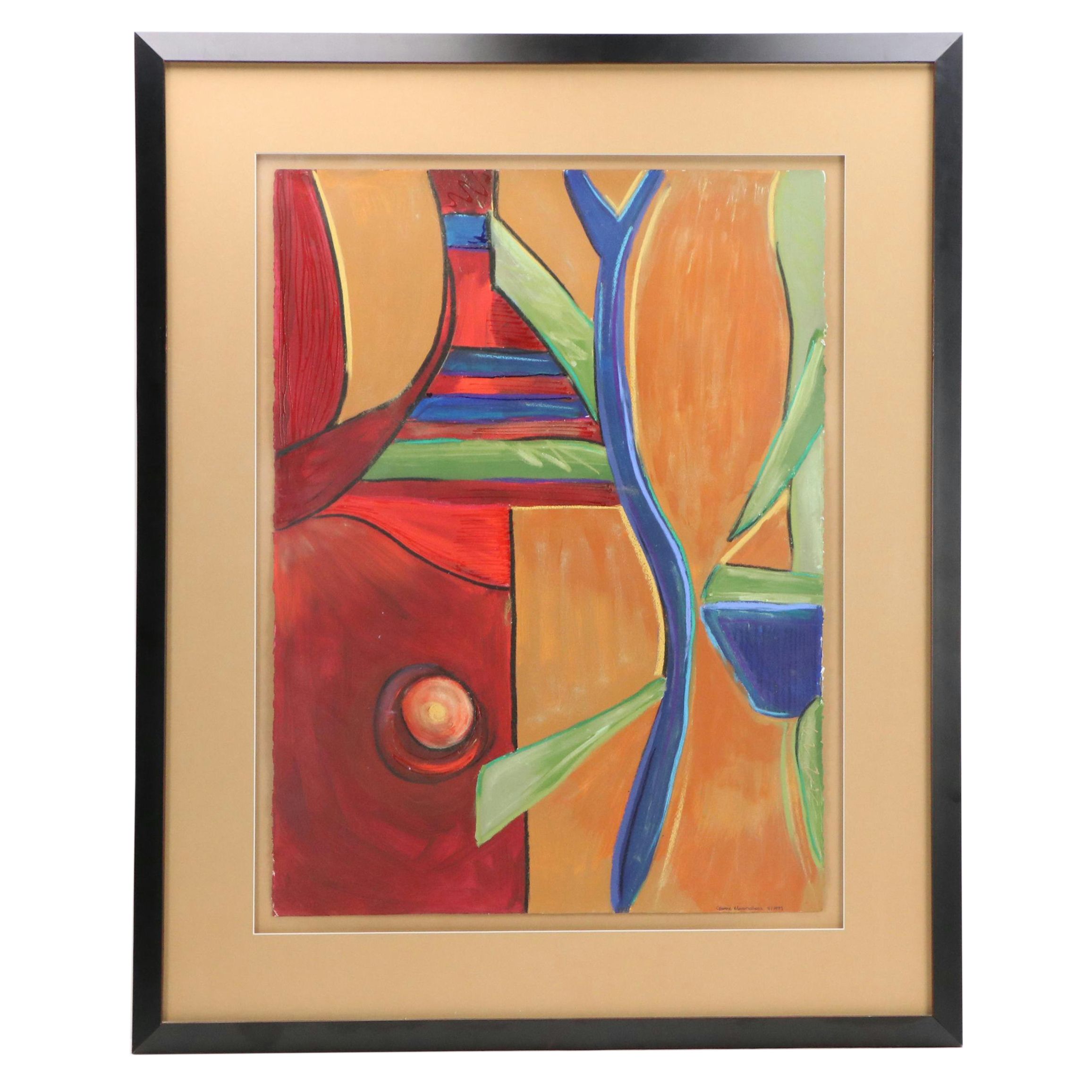 Gussie Marshallsea Abstract Mixed Media Painting, 2001