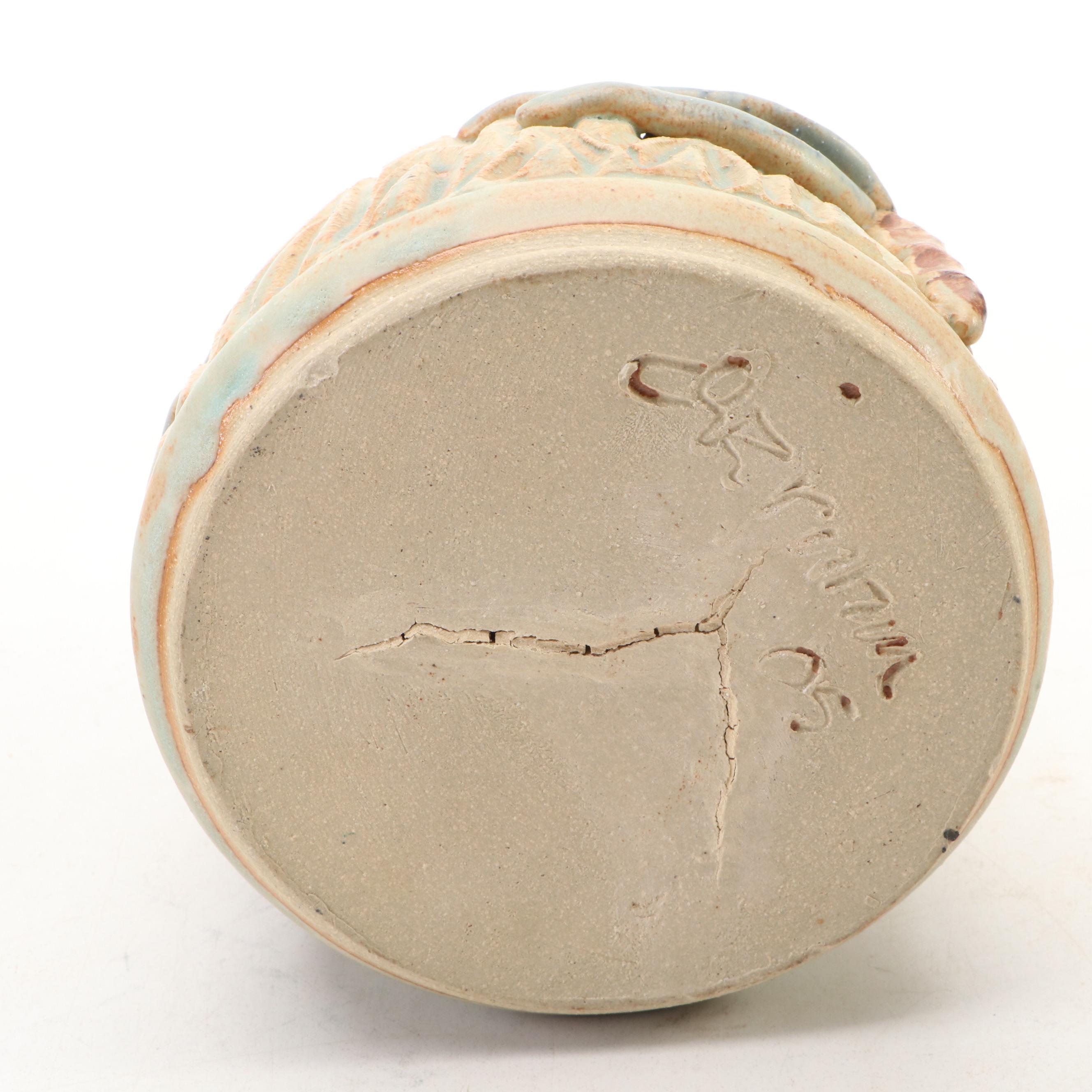 Dick Overman Art Pottery Stoneware Dragonfly Mugs and Jug