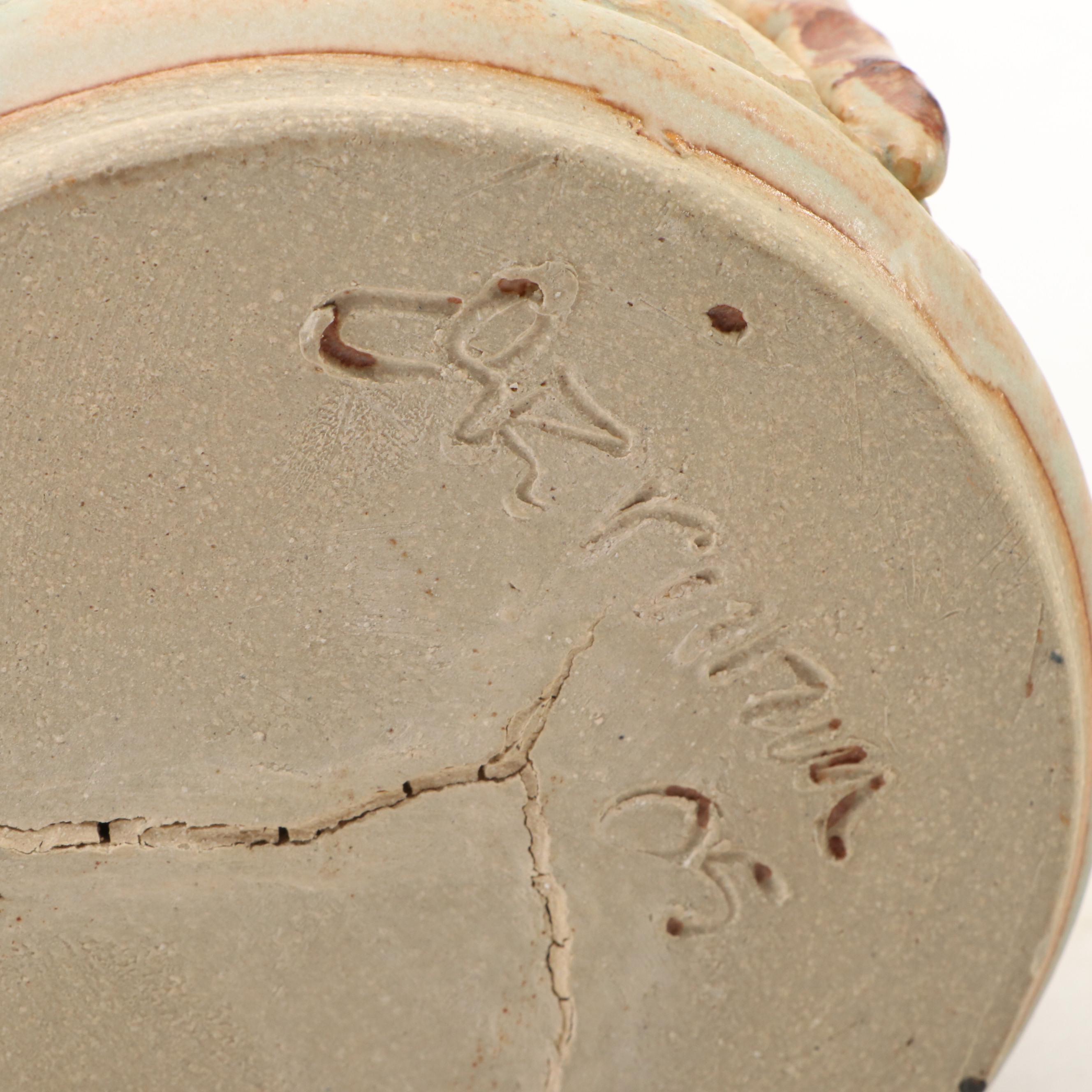 Dick Overman Art Pottery Stoneware Dragonfly Mugs and Jug