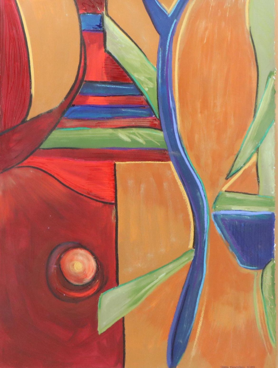 Gussie Marshallsea Abstract Mixed Media Painting, 2001