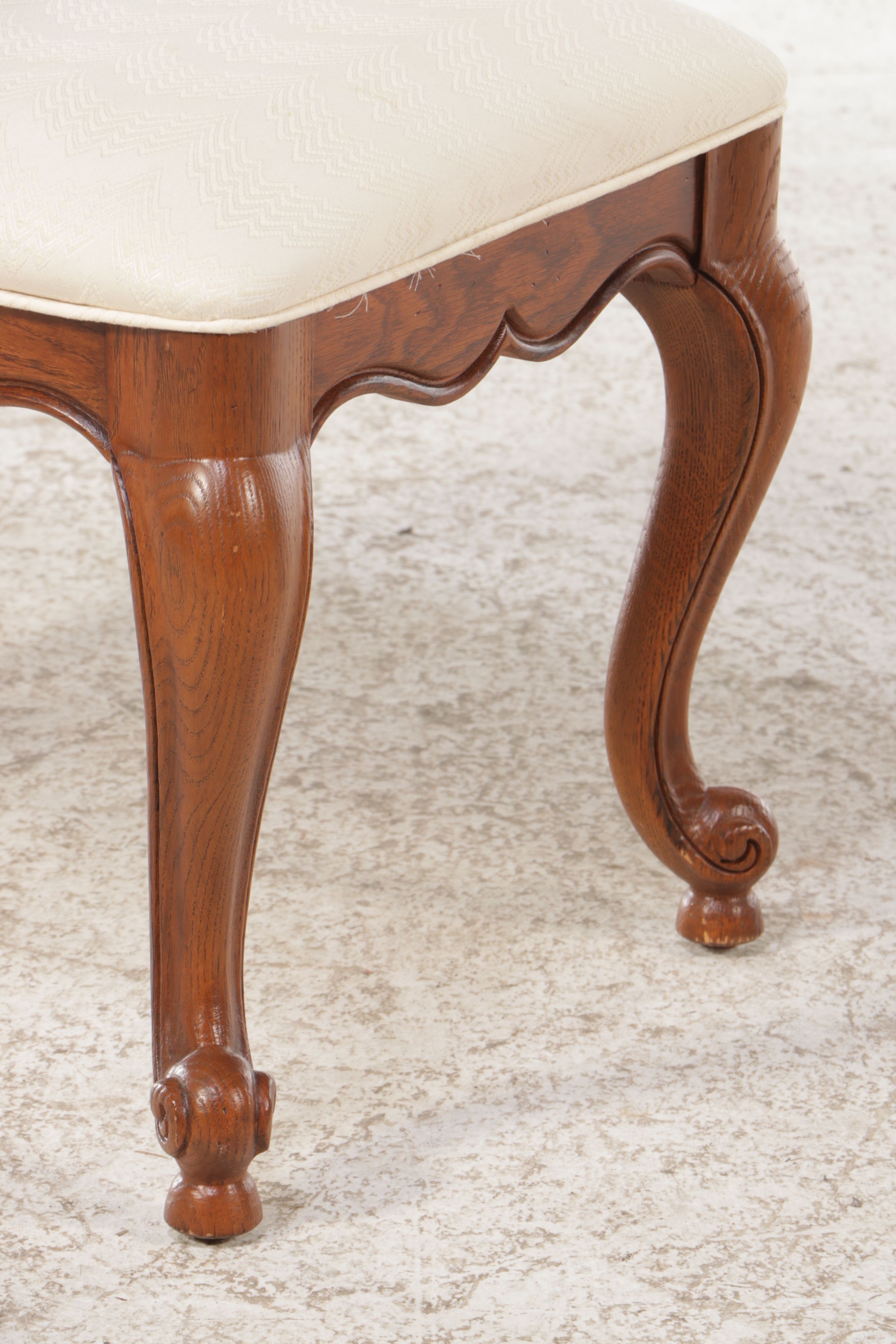 Pair of Thomasville French Provincial Style Upholstered Oak Ottomans