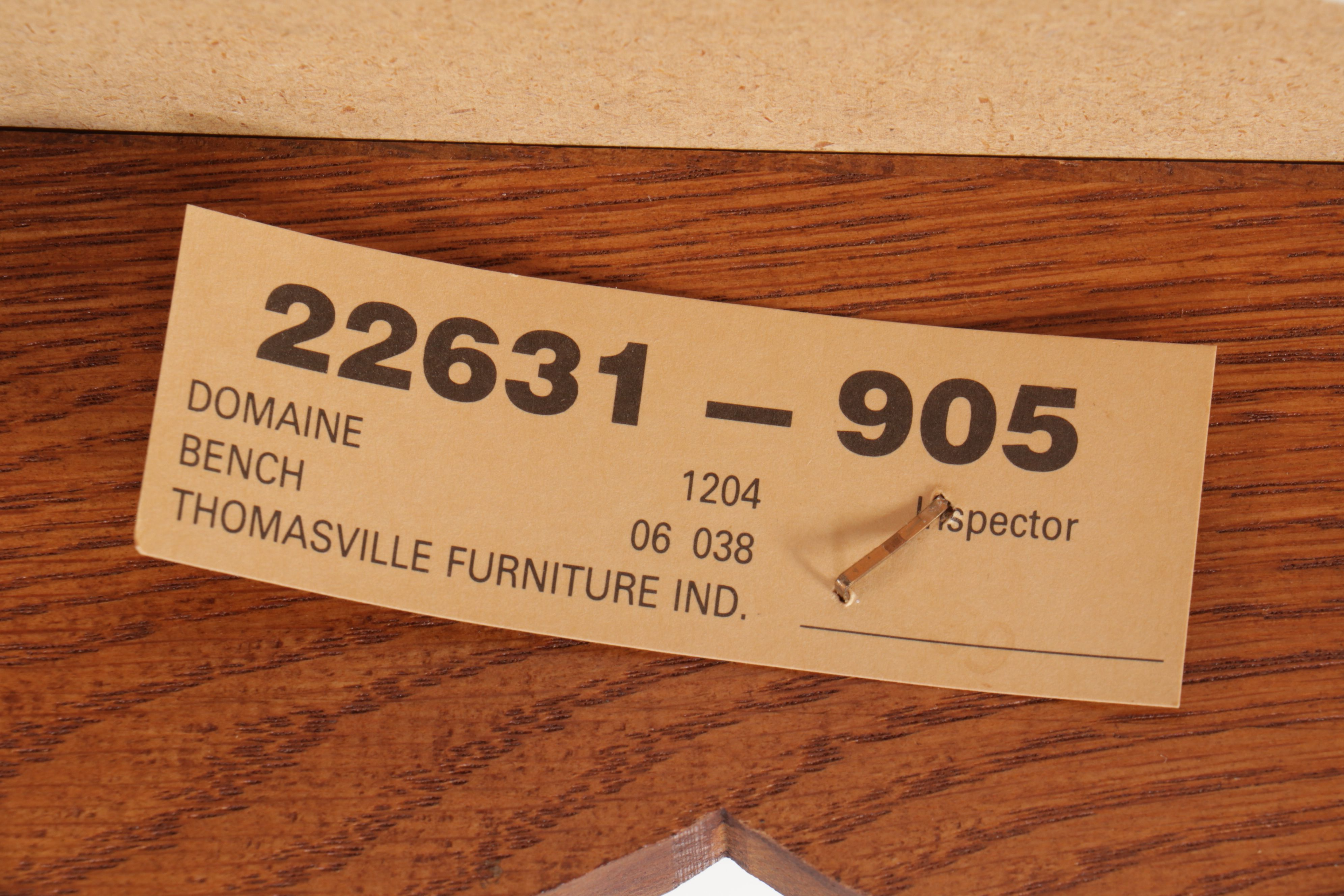 Pair of Thomasville French Provincial Style Upholstered Oak Ottomans