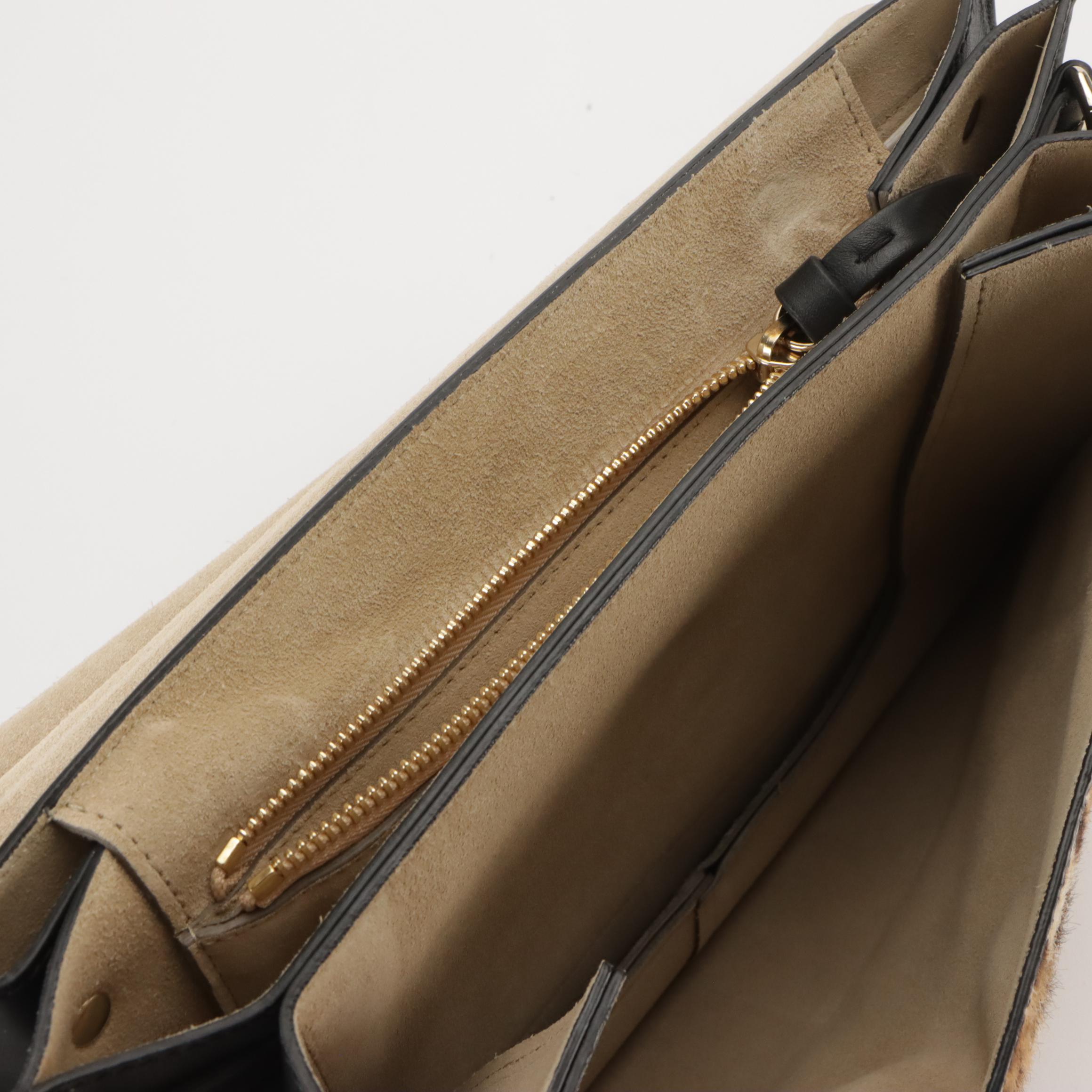 Chloé Medium Faye Shoulder Bag in Leopard Print Pony Hair and Black Calfskin